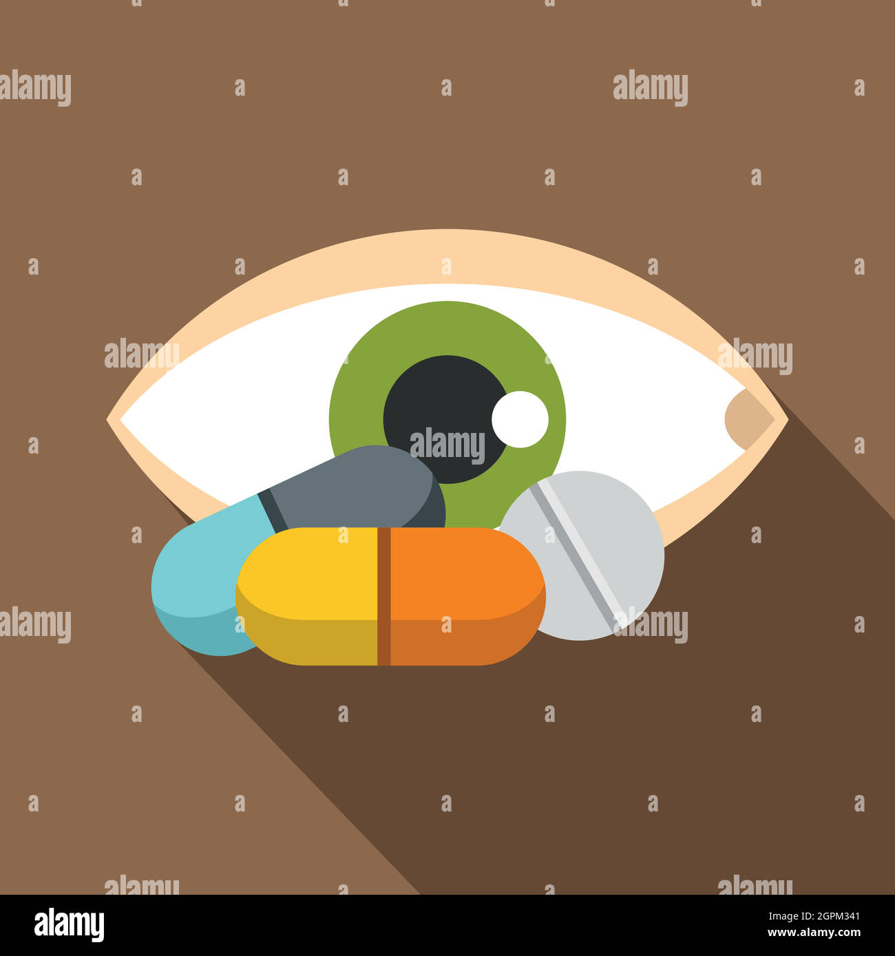 Icona occhio, stile piatto Illustrazione Vettoriale