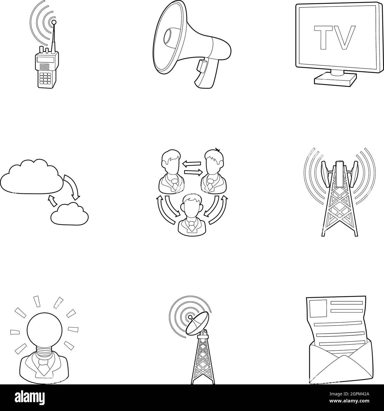 On-line set di icone di stile di contorno Illustrazione Vettoriale