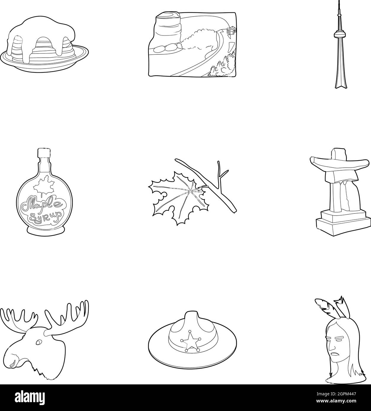 Canada set di icone di stile di contorno Illustrazione Vettoriale