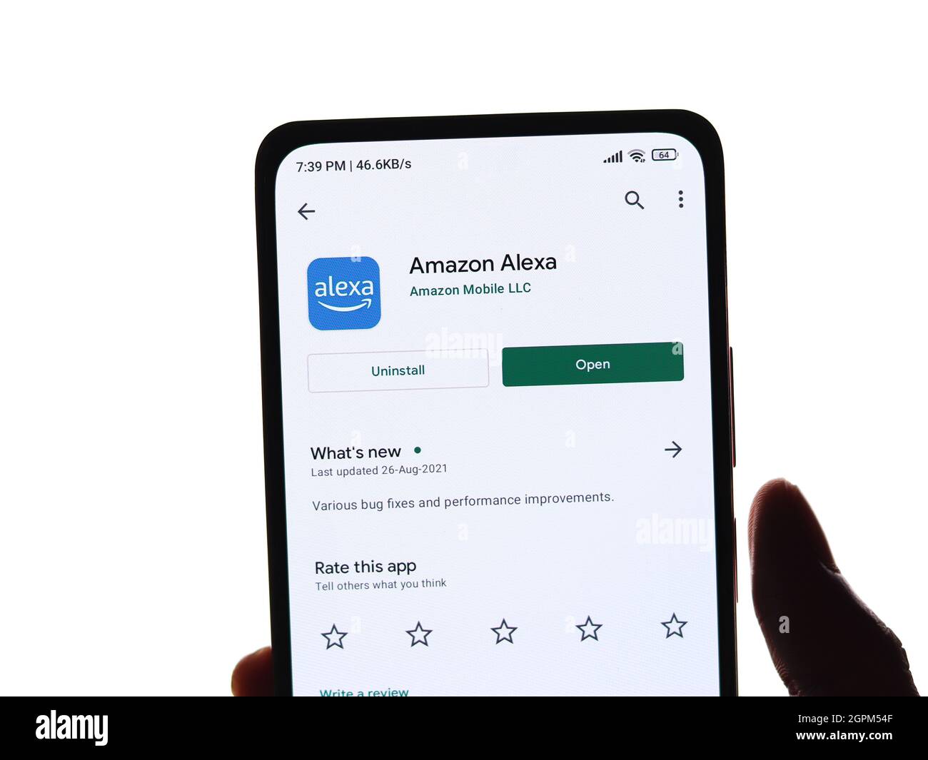 West Bangal, India - 28 settembre 2021 : Amazon Alexa logo sullo schermo del telefono immagine stock. Foto Stock