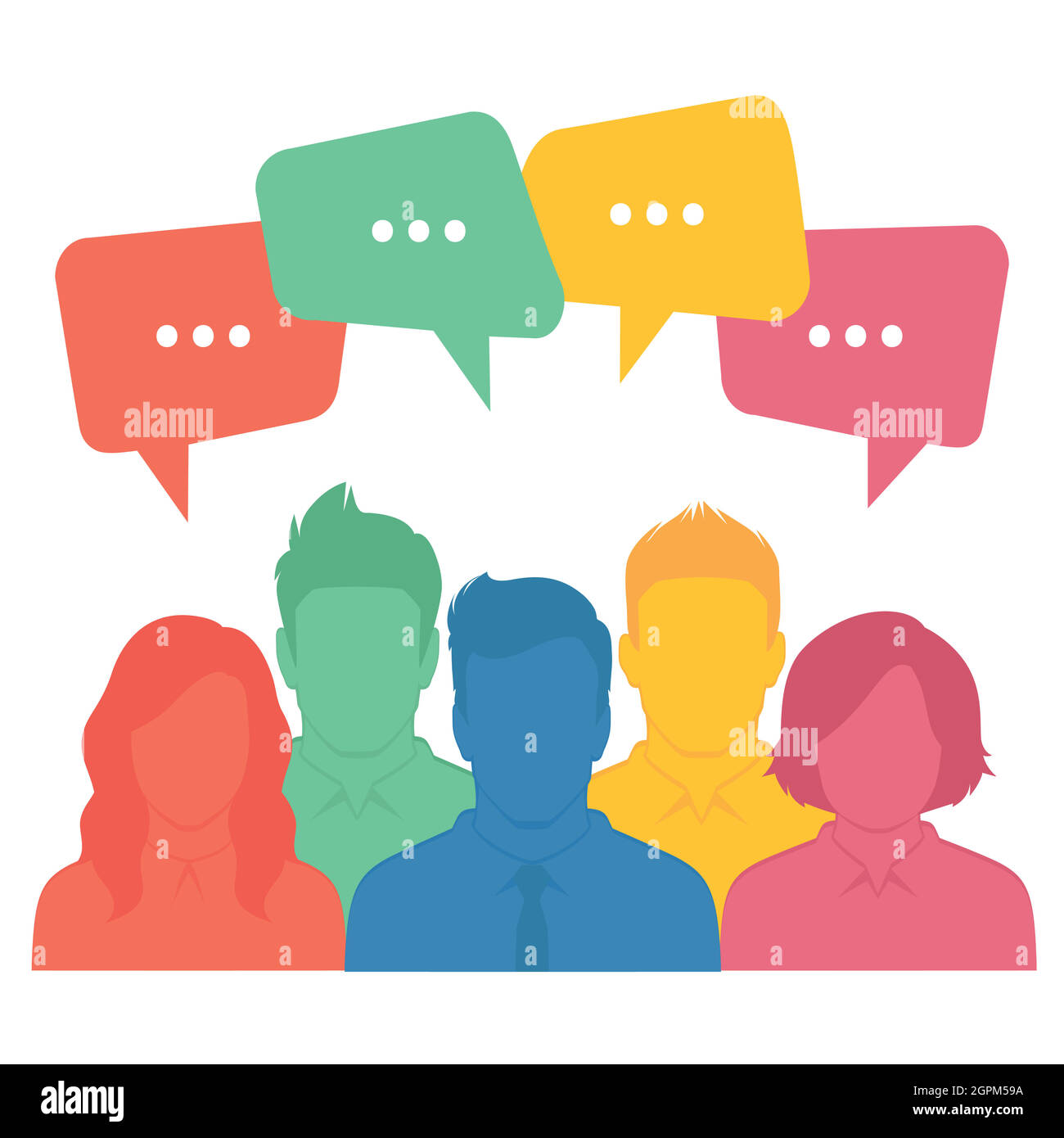 gruppo di persone, team aziendale, dialogo chat Illustrazione Vettoriale