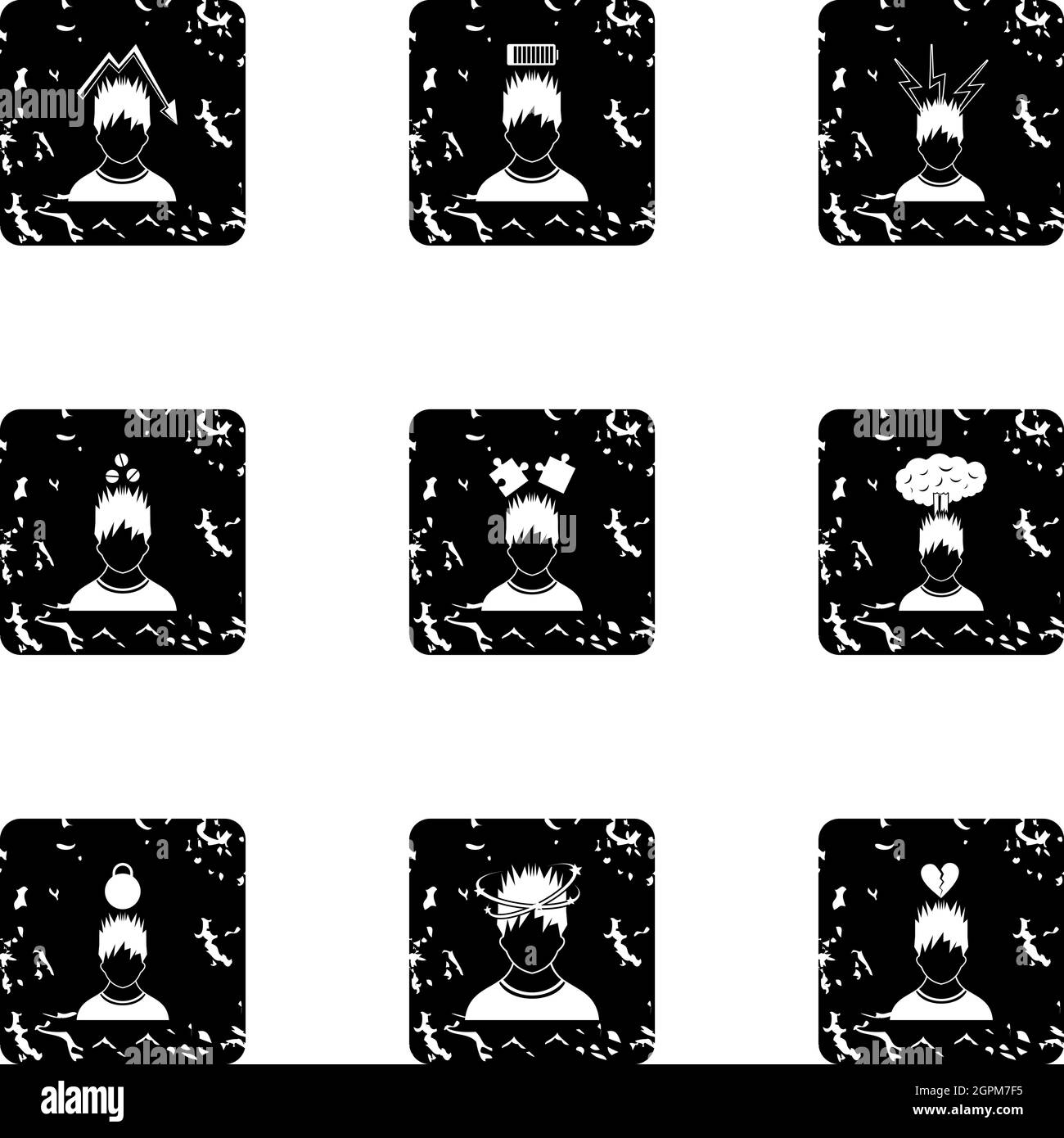 Le icone dei sentimenti umani si impostano, stile grunge Illustrazione Vettoriale