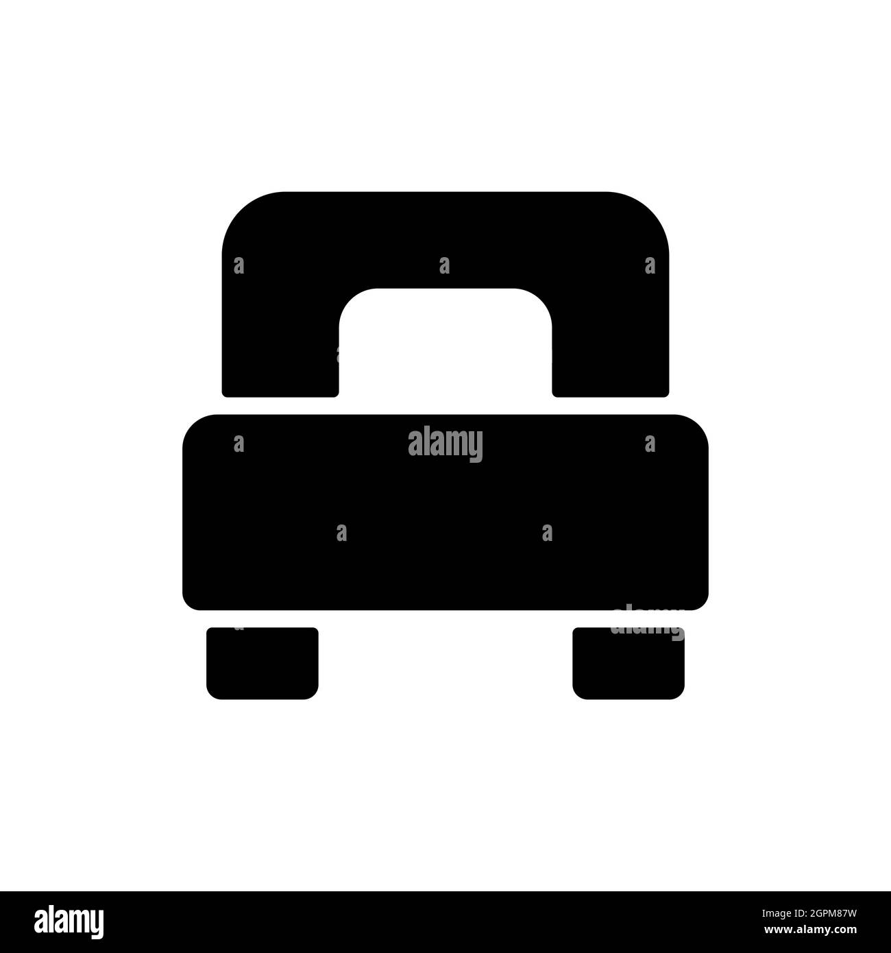 Icona glifo di segno isolato vettore piatto a letto singolo Illustrazione Vettoriale