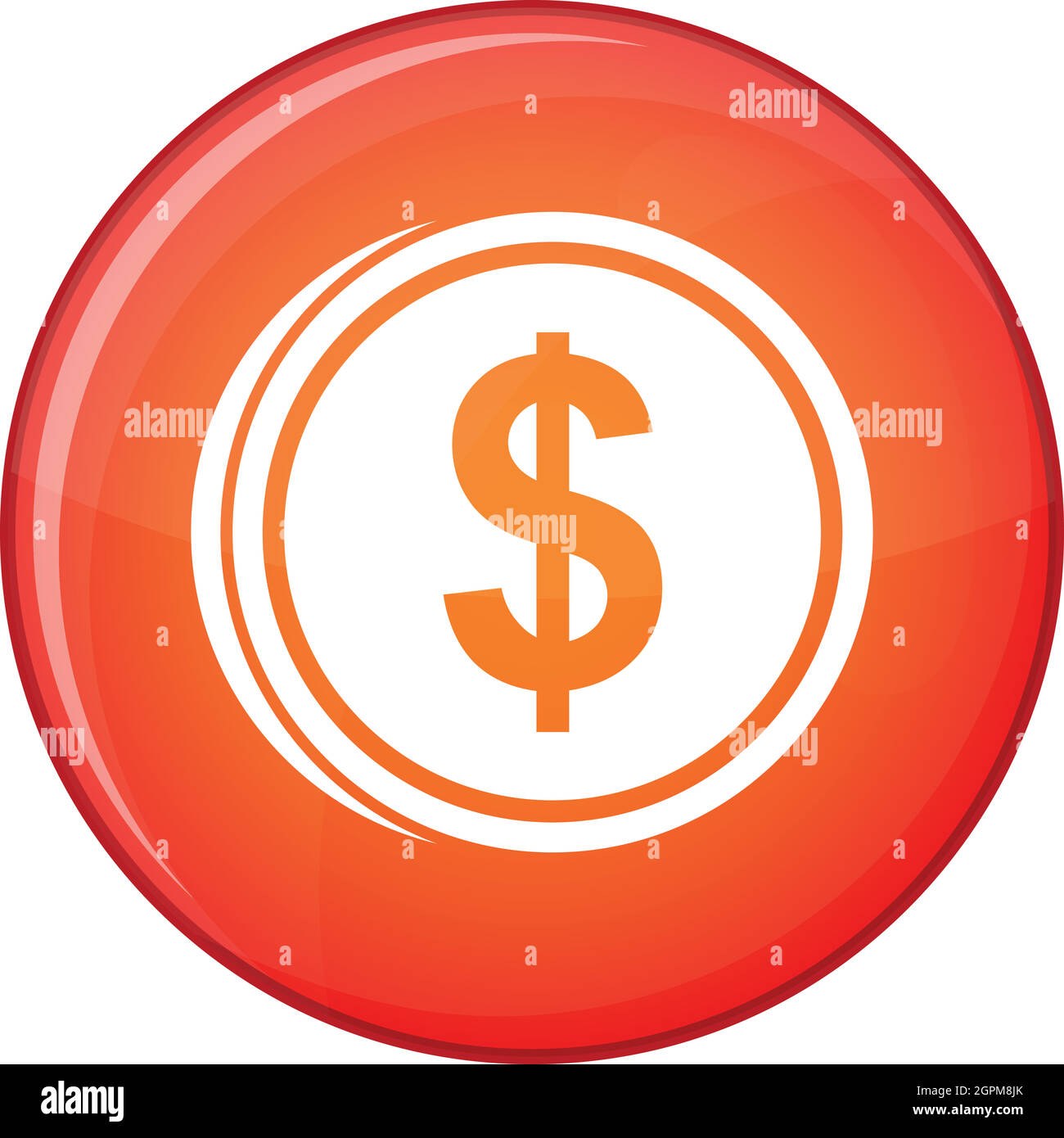 Coin icona del dollaro, stile piatto Illustrazione Vettoriale