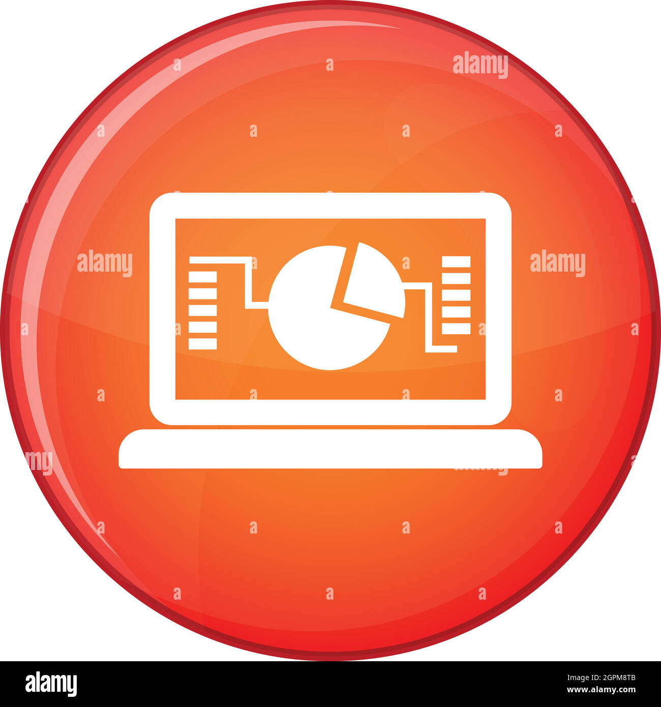 Computer portatile con business icona grafico, di tipo piatto Illustrazione Vettoriale