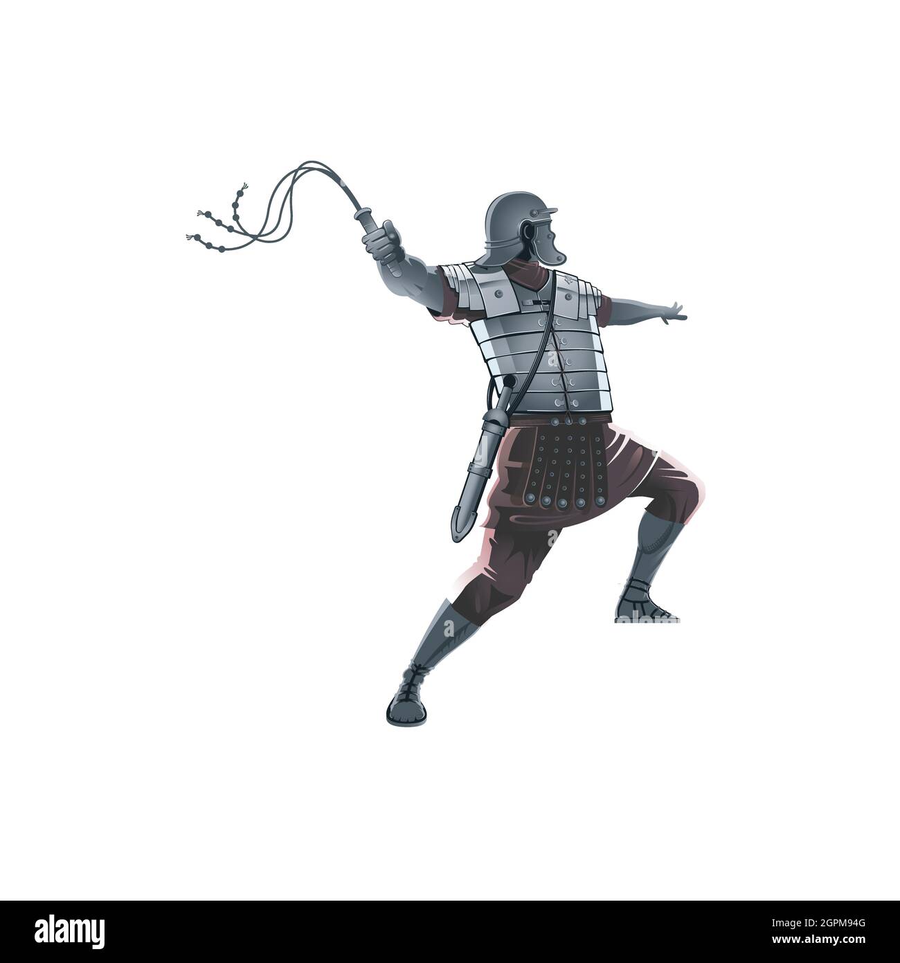 Roman Soldier tenuta flagello colpo d'aria vettore illustrazione per uso commerciale. Illustrazione Vettoriale
