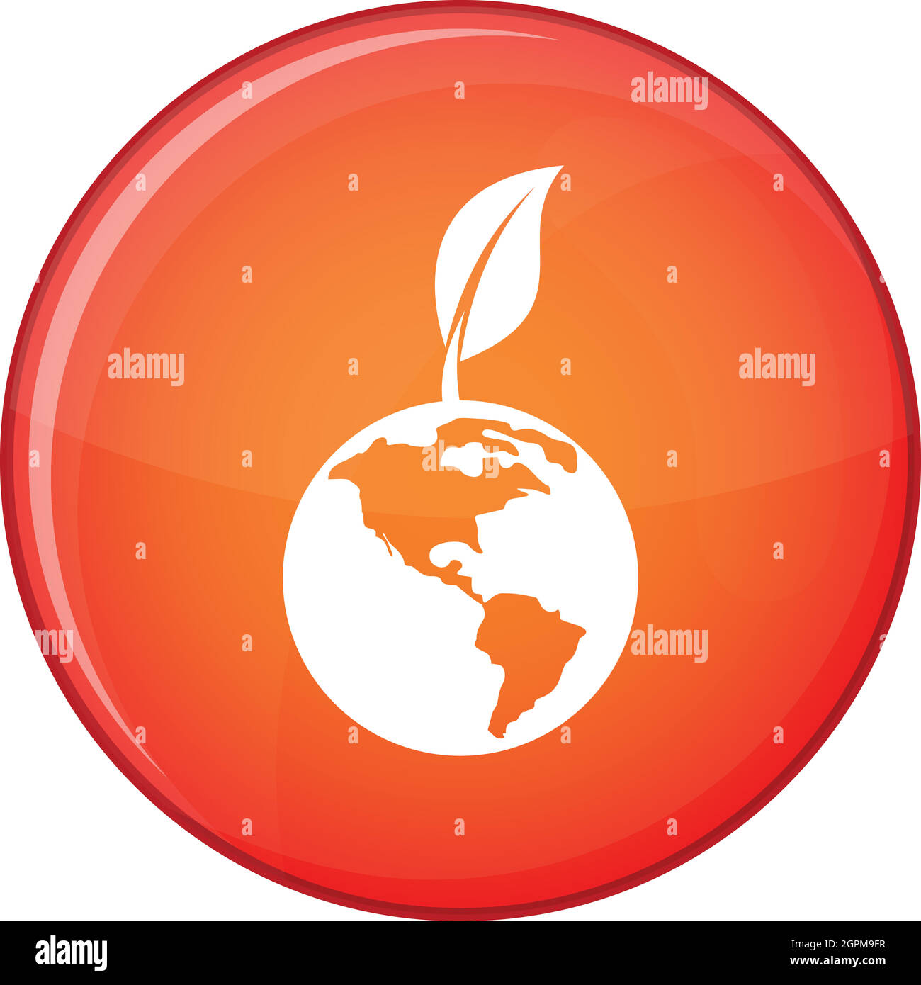 Mondo verde qlobe con icona di foglia, stile piatto Illustrazione Vettoriale