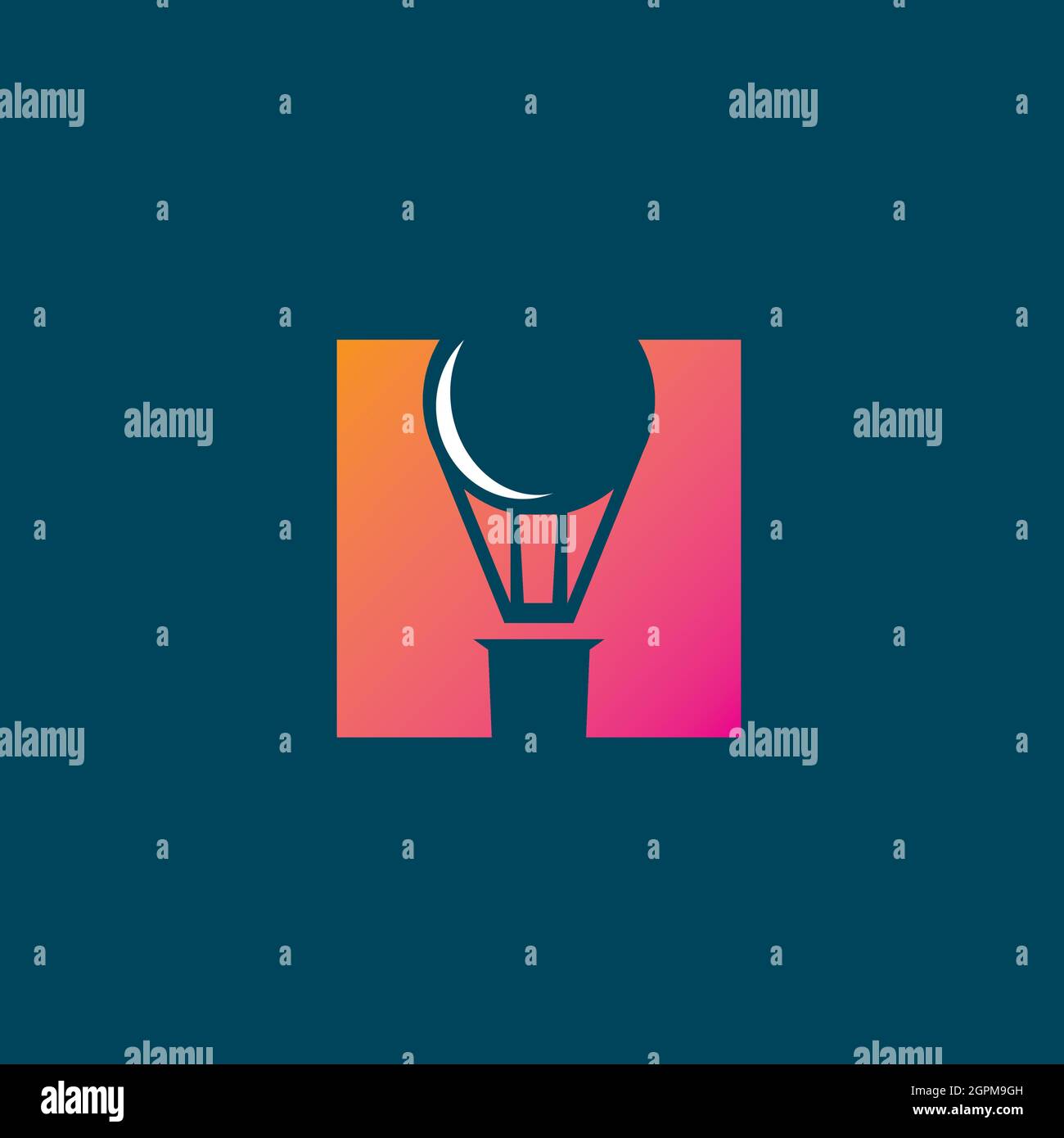 Logo H. icona a forma di palloncino di elio basata su lettera Illustrazione Vettoriale