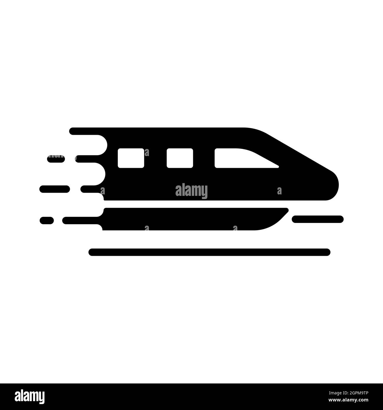 Monorotaia velocità treno moderno flat vettore icona glifo Illustrazione Vettoriale