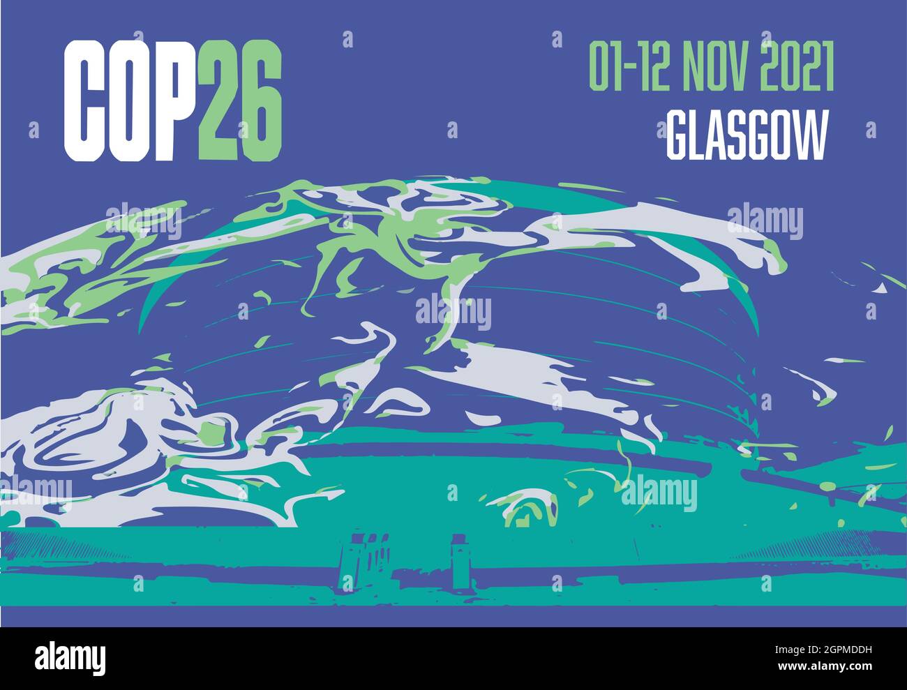 COP 26 Glasgow 2021 illustrazione vettoriale - Vertice internazionale sul clima Illustrazione Vettoriale