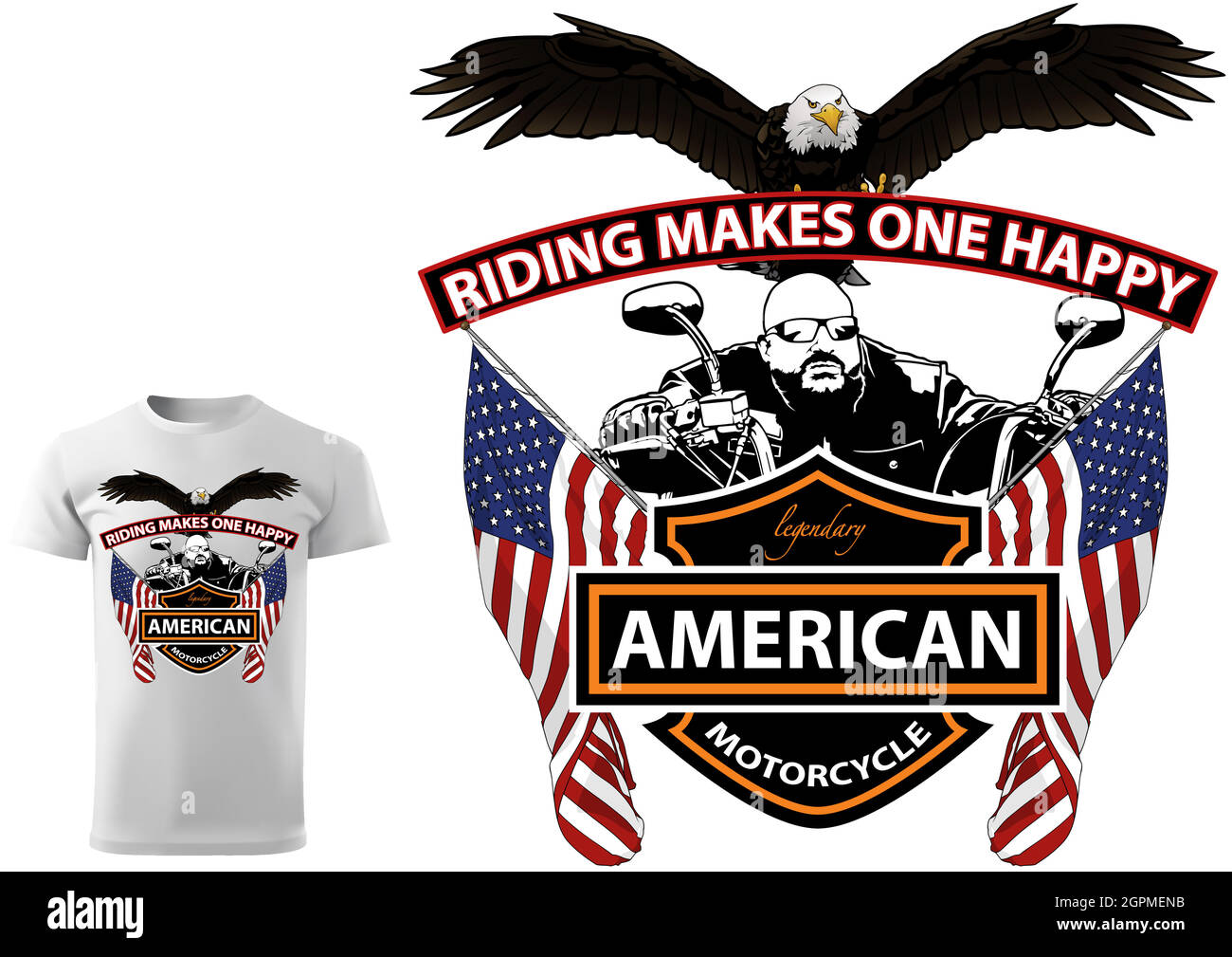 T-shirt motociclista Design con slogan Illustrazione Vettoriale