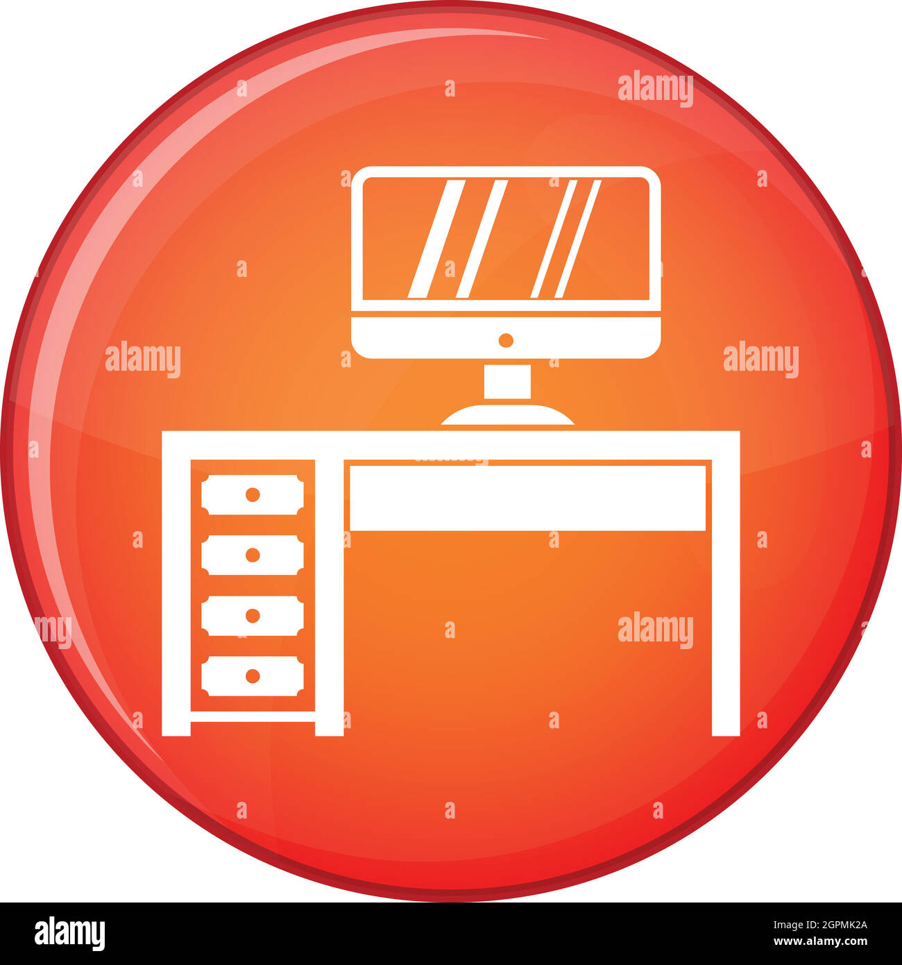 Desk Computer, workplace icona, stile piatto Illustrazione Vettoriale