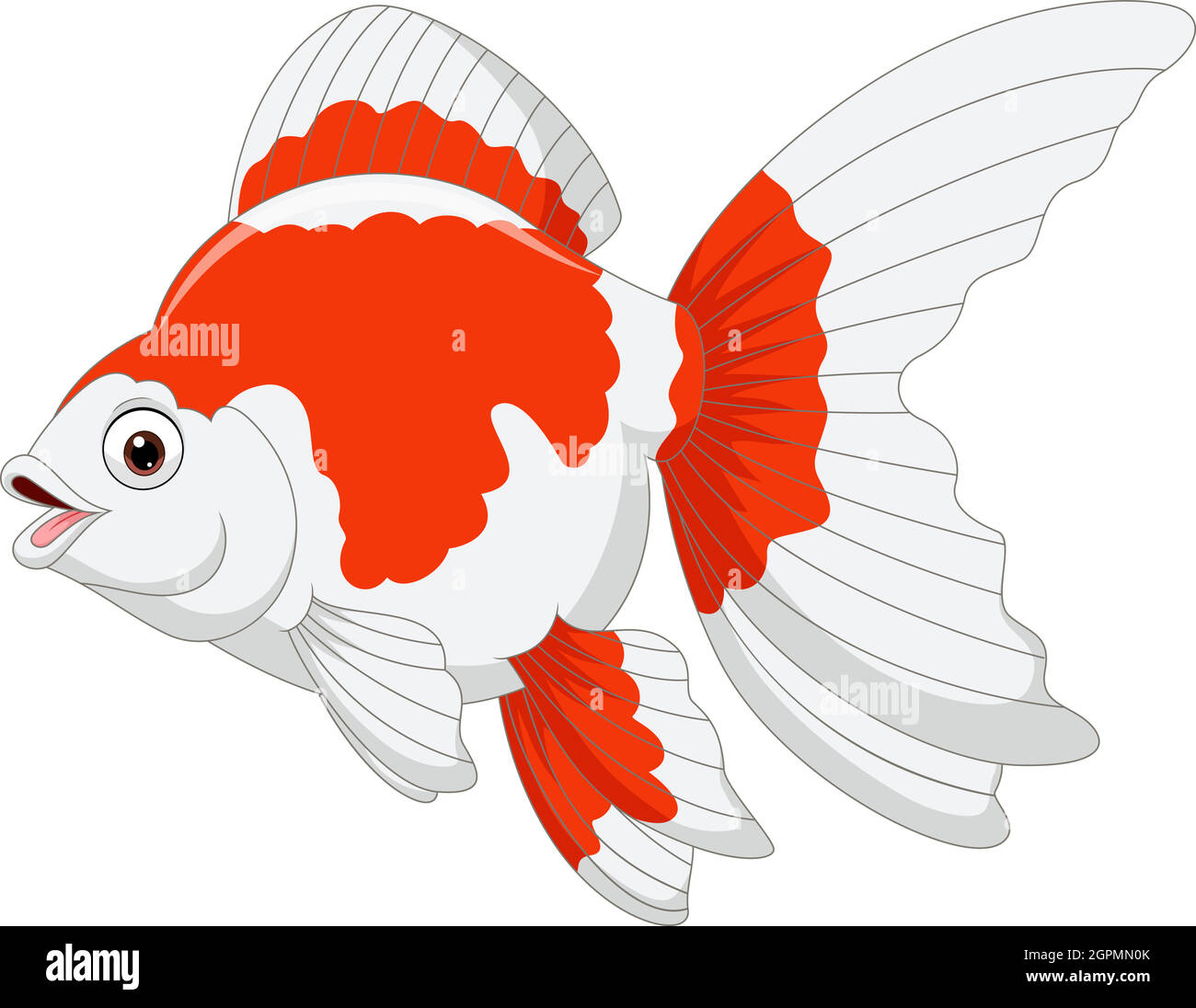 Cartoon goldfish su sfondo bianco Illustrazione Vettoriale