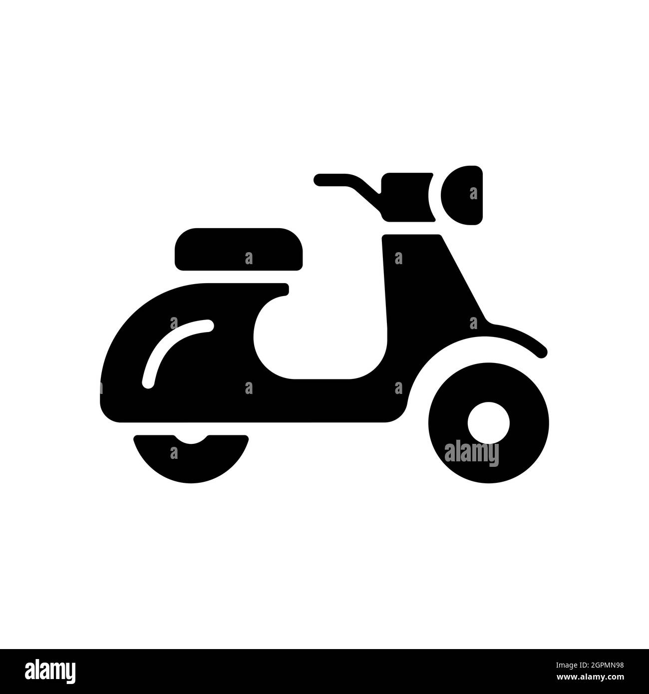 Scooter ciclomotore flat vettore icona glifo isolato Illustrazione Vettoriale