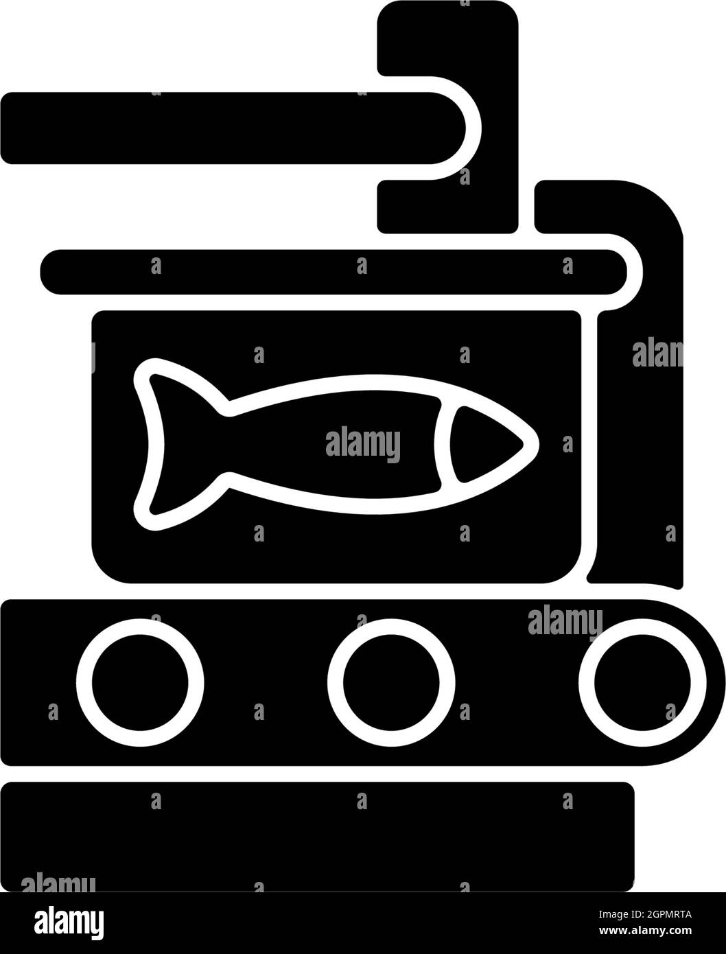 Icona di inscatolamento glyph nero Illustrazione Vettoriale