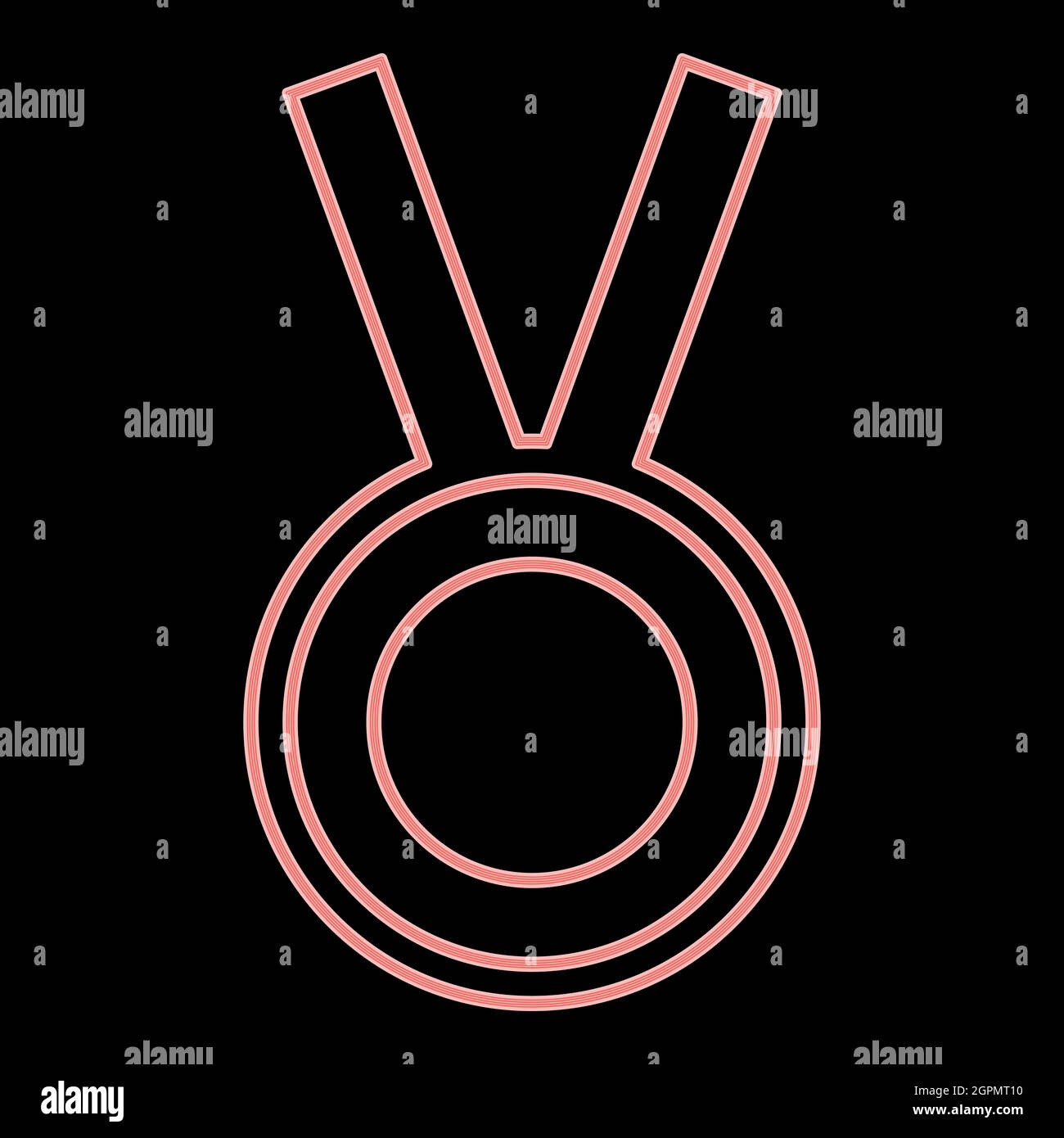 Medaglia al neon immagine grafica vettoriale di colore rosso in stile piatto Illustrazione Vettoriale