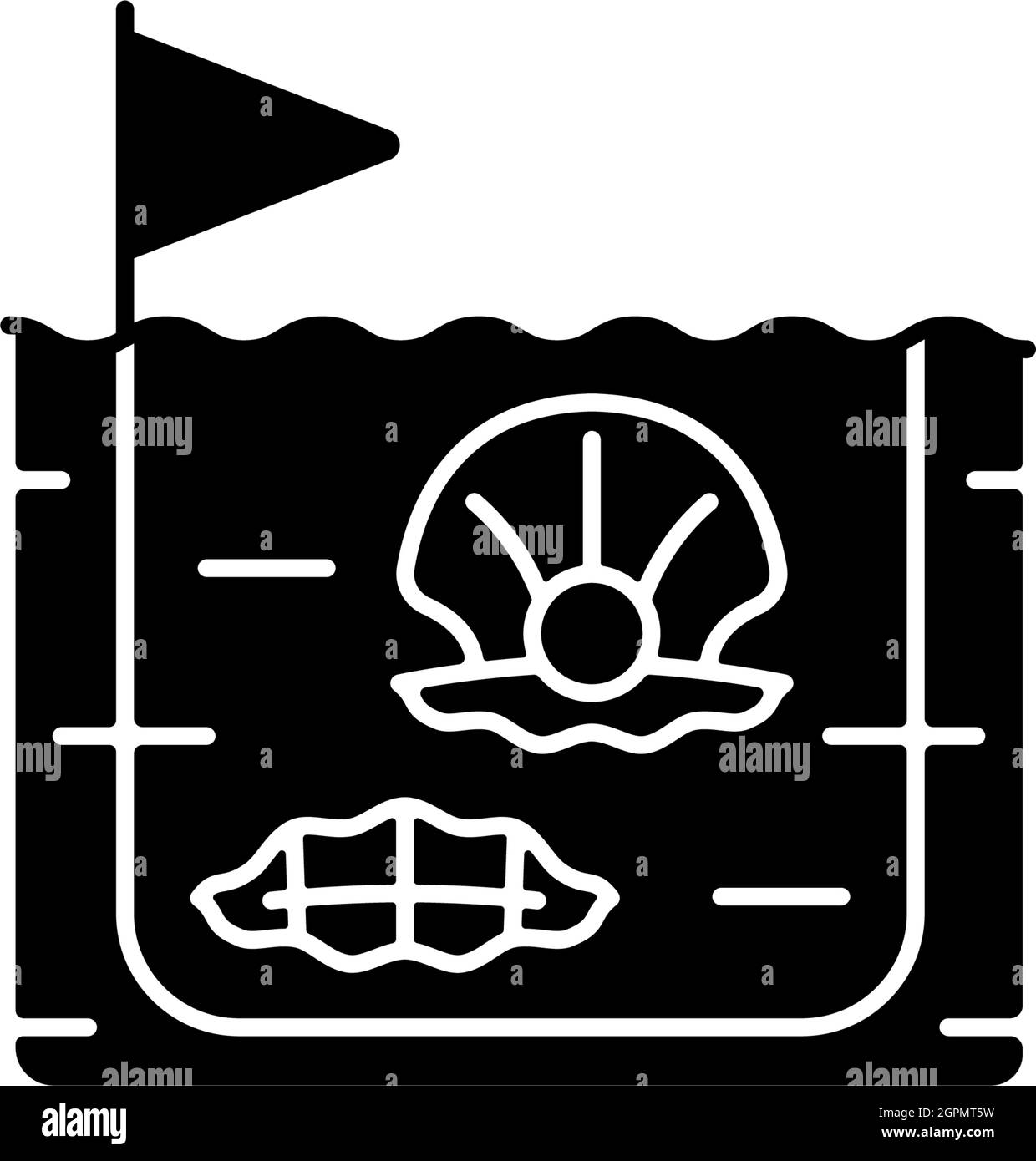 Icona Glyph nero di Pearl Farming Illustrazione Vettoriale