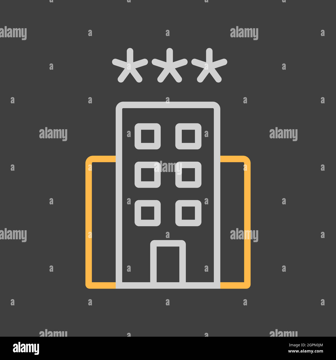 Icona vettore hotel a tre stelle su sfondo scuro Illustrazione Vettoriale