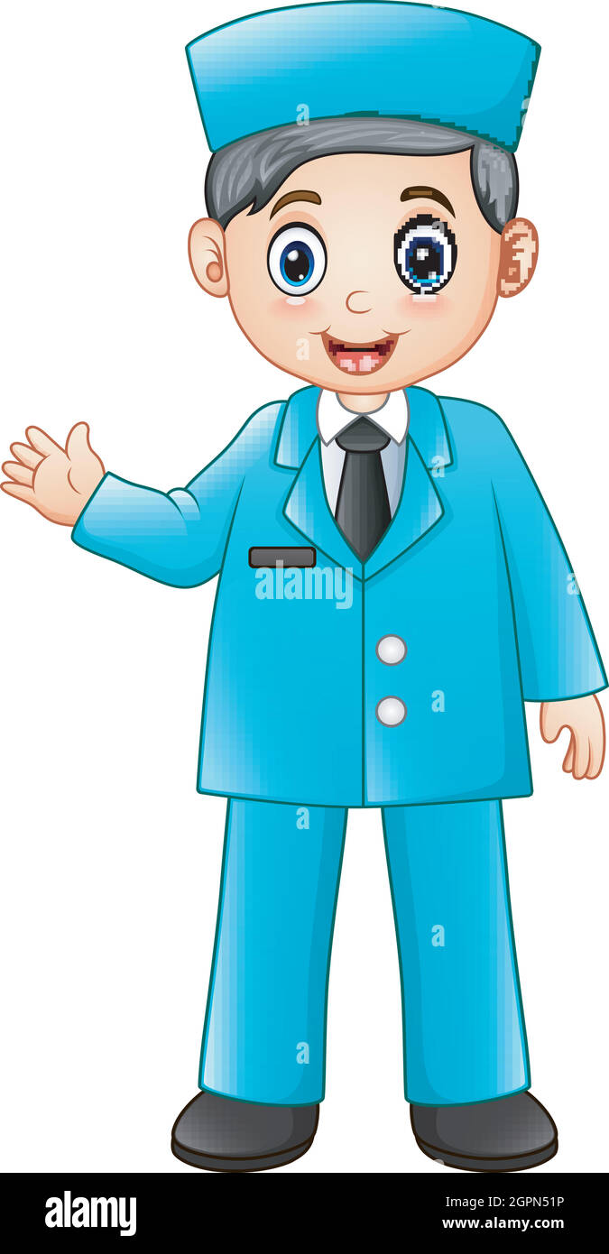 Cartoon maschio infermiera in uniforme blu Illustrazione Vettoriale