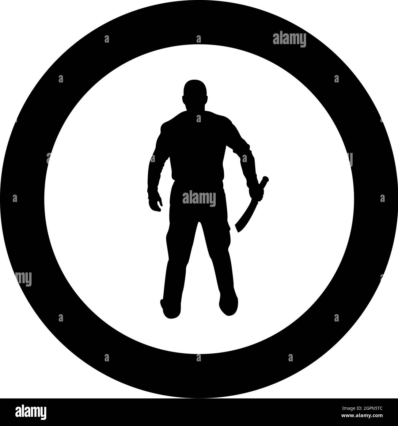 Uomo con machete di spada armi fredde in mano uomo militare Soldier Serviceman in posizioni Hunter con lotta a coltello pone forte difensore concetto di armi Guerriero Stand View dal retro terribile e spaventoso silhouette in cerchio rotondo colore nero vettore Illustrat Illustrazione Vettoriale Uomo con machete di spada armi fredde in mano uomo militare Soldier Serviceman in posizioni Hunter con lotta a coltello pone forte difensore concetto di armi Guerriero Stand View dal retro terribile e spaventoso silhouette in cerchio rotondo colore nero vettore Illustrat Illustrazione Vettoriale