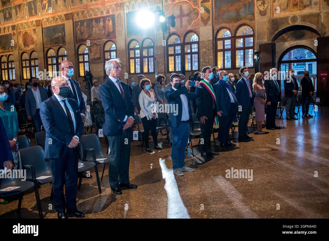 Padova, Italia. 29 settembre 2021. Giovanni Malago (Presidente del Comitato Olimpico Nazionale Italiano) durante la cerimonia di premiazione dell'eccellenza sportiva veneta durante Giovanni Malago a Padova, News a Padova, Settembre 29 2021 Credit: Independent Photo Agency/Alamy Live News Foto Stock