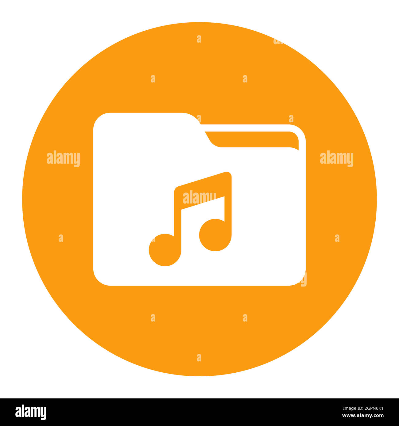 Cartella di file con l'icona del glifo bianco del vettore della nota musicale Illustrazione Vettoriale