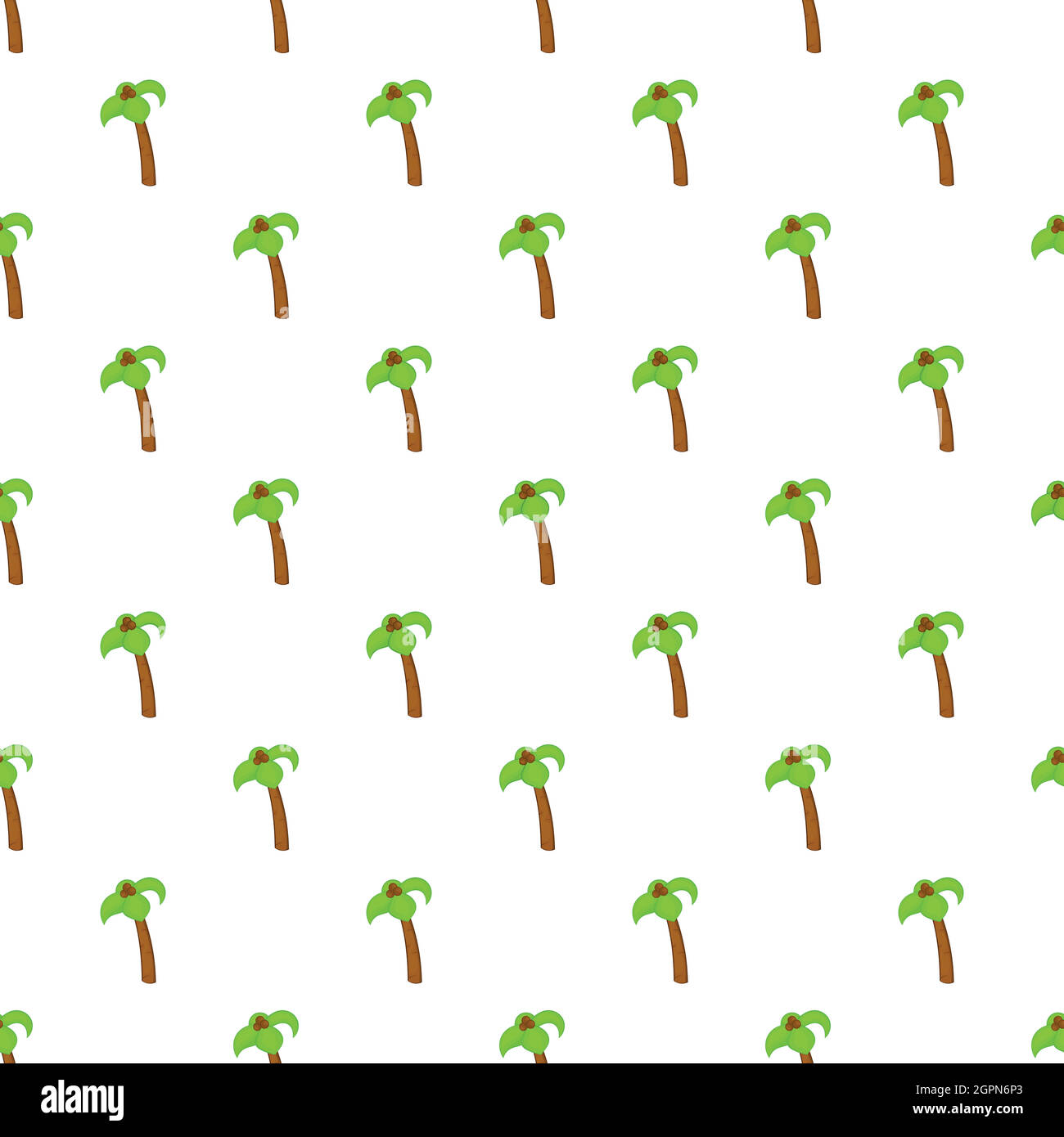 Palm tree con noci di cocco pattern, stile cartoon Illustrazione Vettoriale