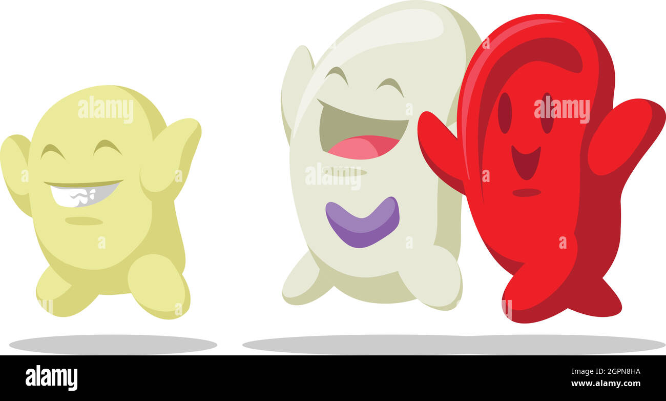 Plasma Red White Blood Cells Hemoglobin Cartoon Vector Drawing Illustrazione Vettoriale