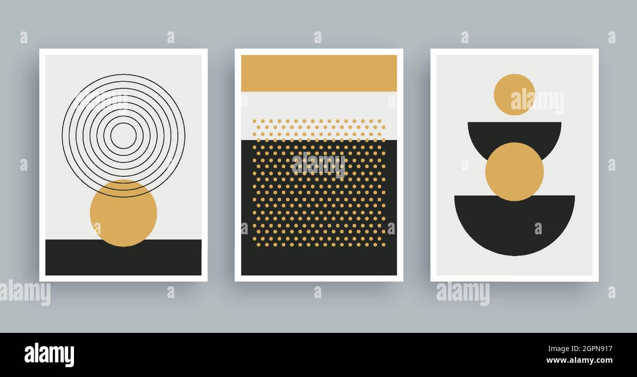 Pittura astratta d'arte con sfondo boho colori. Elementi geometrici minimalisti di pittura moderna. Illustrazione Vettoriale