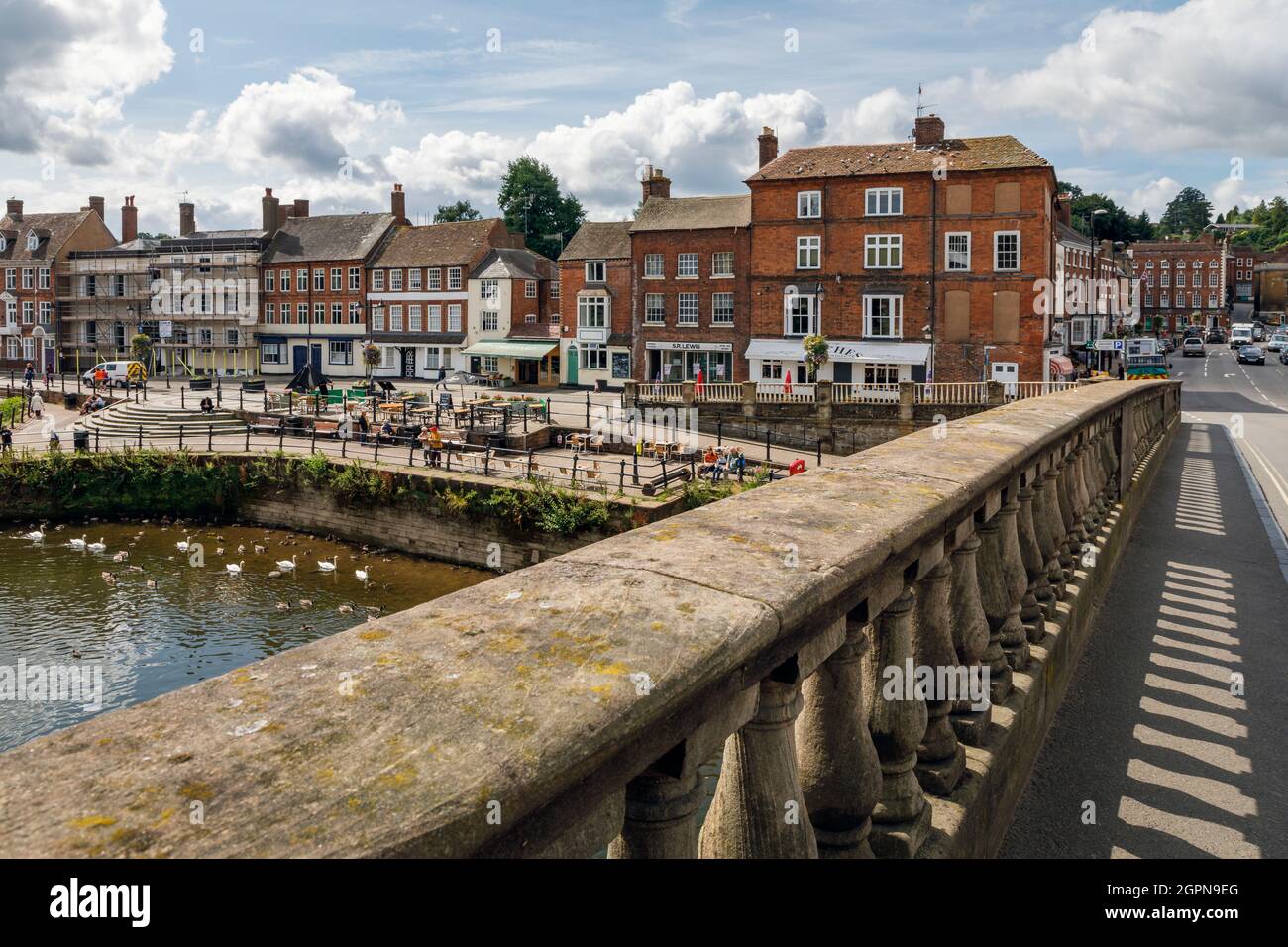 Il fiume Severn e Severn lato sud dal Load Street Bridge, Bewdley, Worcestershire Foto Stock