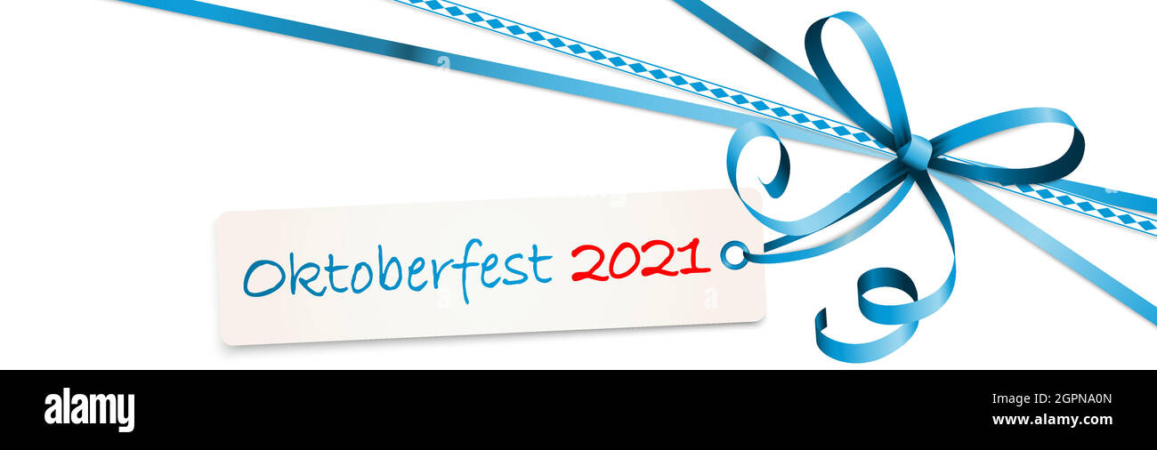 Arco a nastro blu Oktoberfest con linguetta di aggancio 2021 Illustrazione Vettoriale