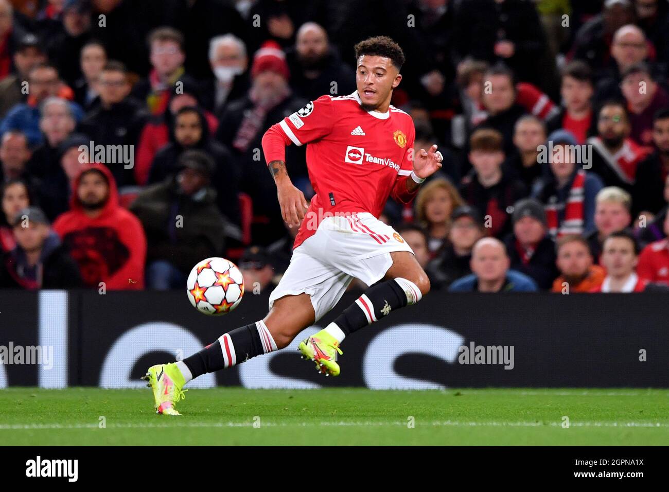 Manchester, Regno Unito, 29 settembre 2021. Jadon Sancho del Manchester United. Credit: Anthony Devlin/Alamy Live News Foto Stock