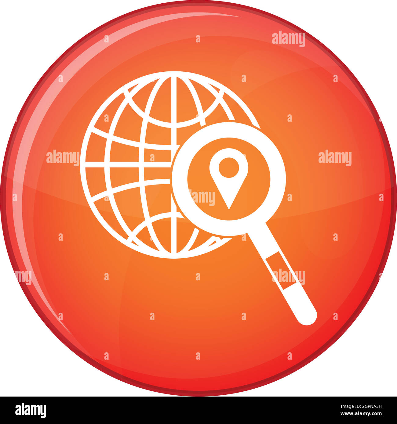 Globe, il puntatore mappa e lente di ingrandimento Illustrazione Vettoriale