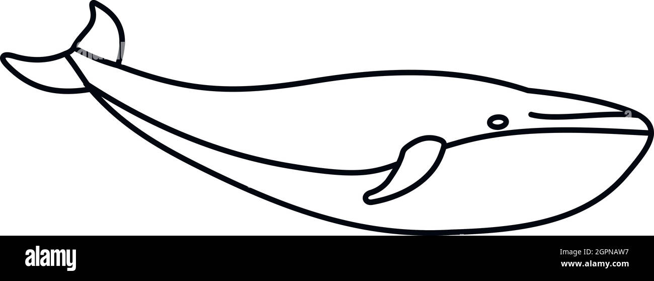 Icona di balena, stile contorno Illustrazione Vettoriale