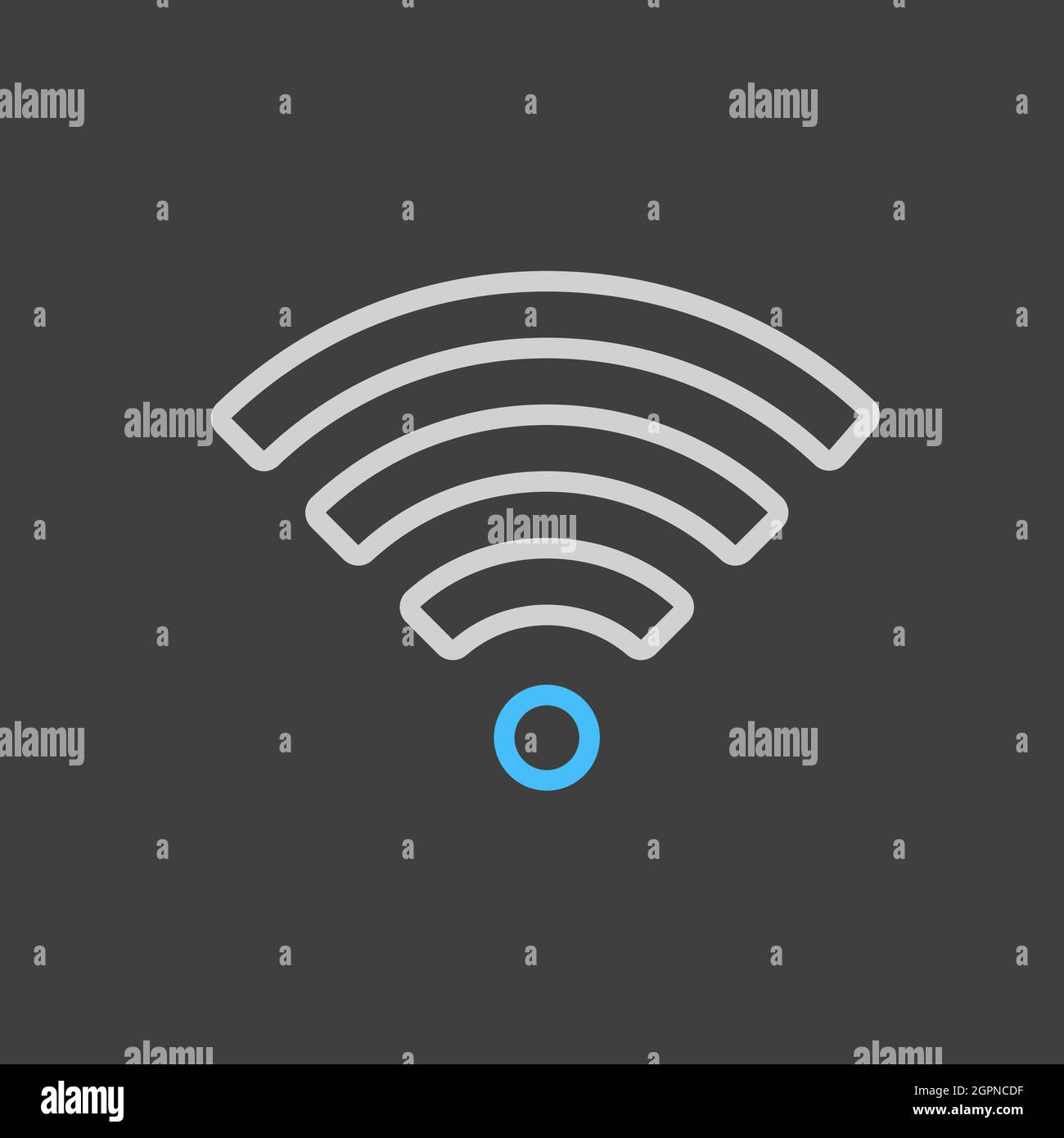 Icona flat vettoriale della rete wireless Wi Fi su sfondo scuro Illustrazione Vettoriale
