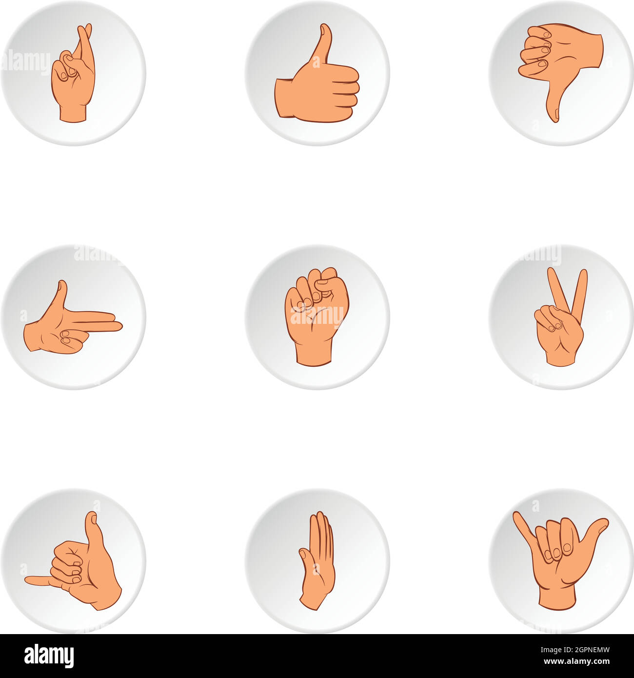 I gesti di comunicazione set di icone, stile cartoon Illustrazione Vettoriale