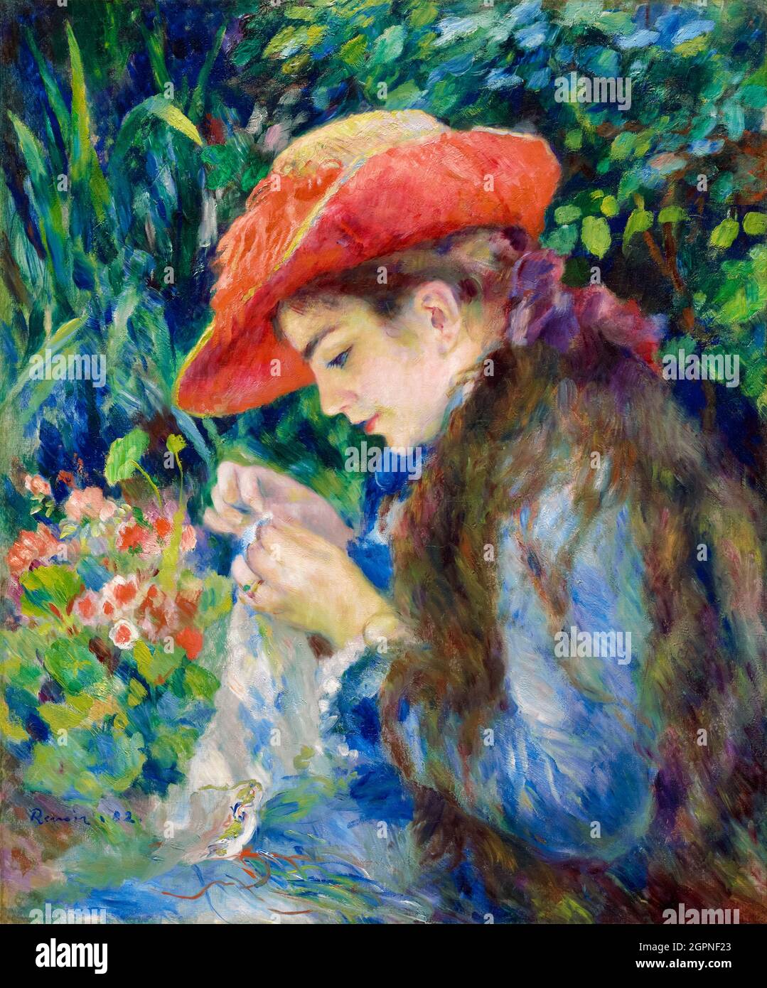 Pierre Auguste Renoir, Marie-Thérèse Durand-Ruel, Sewing, ritratto, 1882 Foto Stock