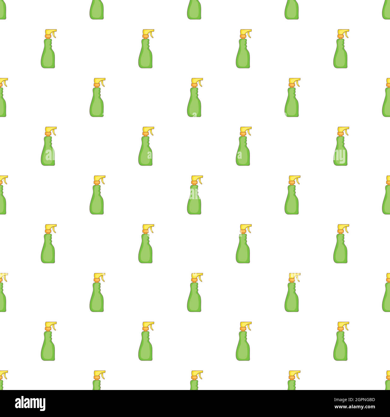 Casa verde bottiglia spray pattern in stile cartone animato Illustrazione Vettoriale