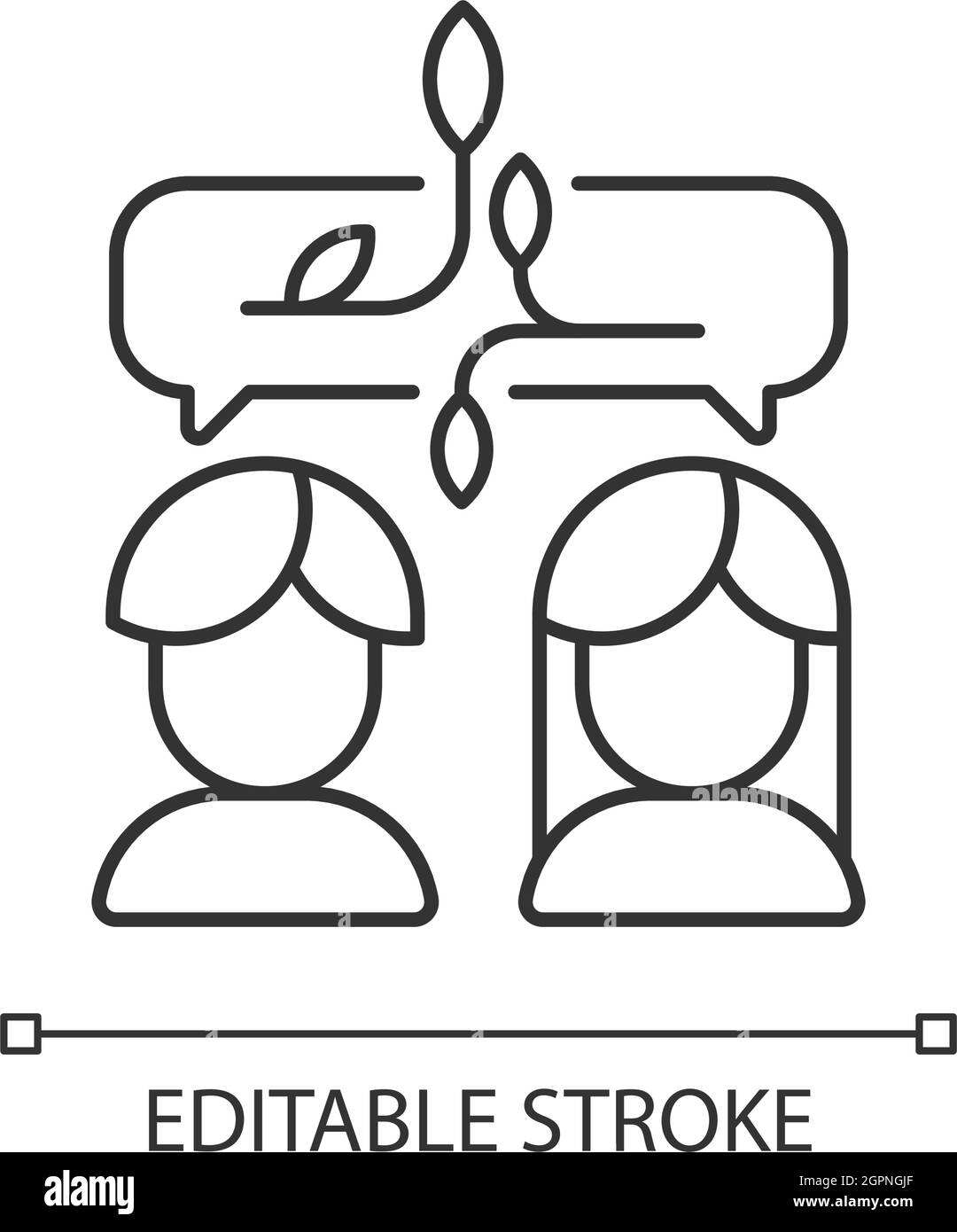 Icona di comunicazione lineare non violenta Illustrazione Vettoriale