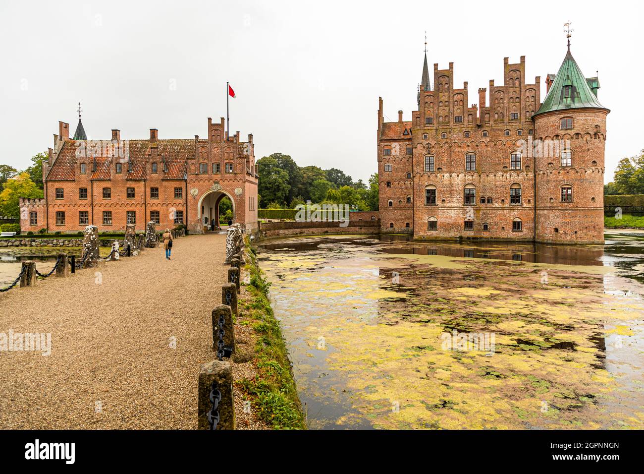 Castello di Egeskov (slot Egeskov) Faaborg-Midtfyn, Danimarca Foto Stock