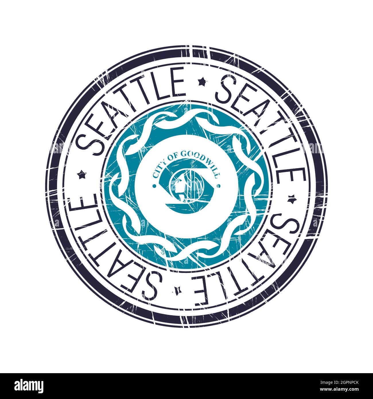 Città di Seattle, Washington timbro vettore Illustrazione Vettoriale