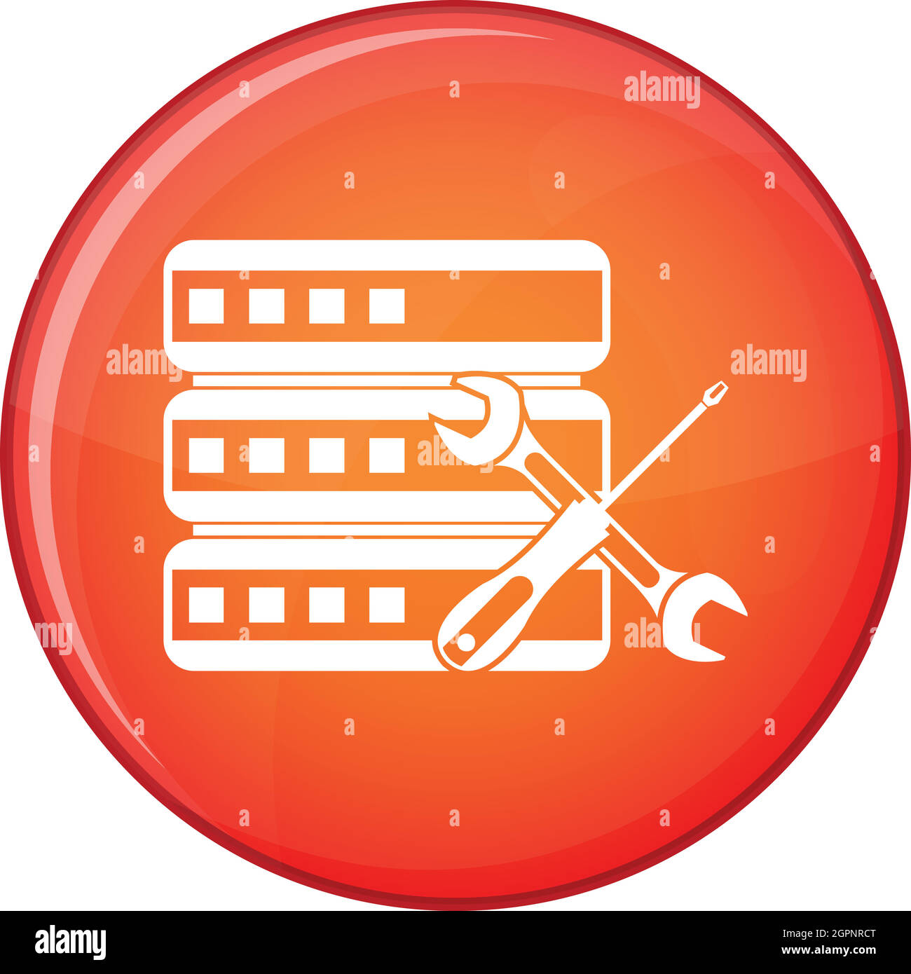 Database con cacciavite e l'icona della chiave Illustrazione Vettoriale