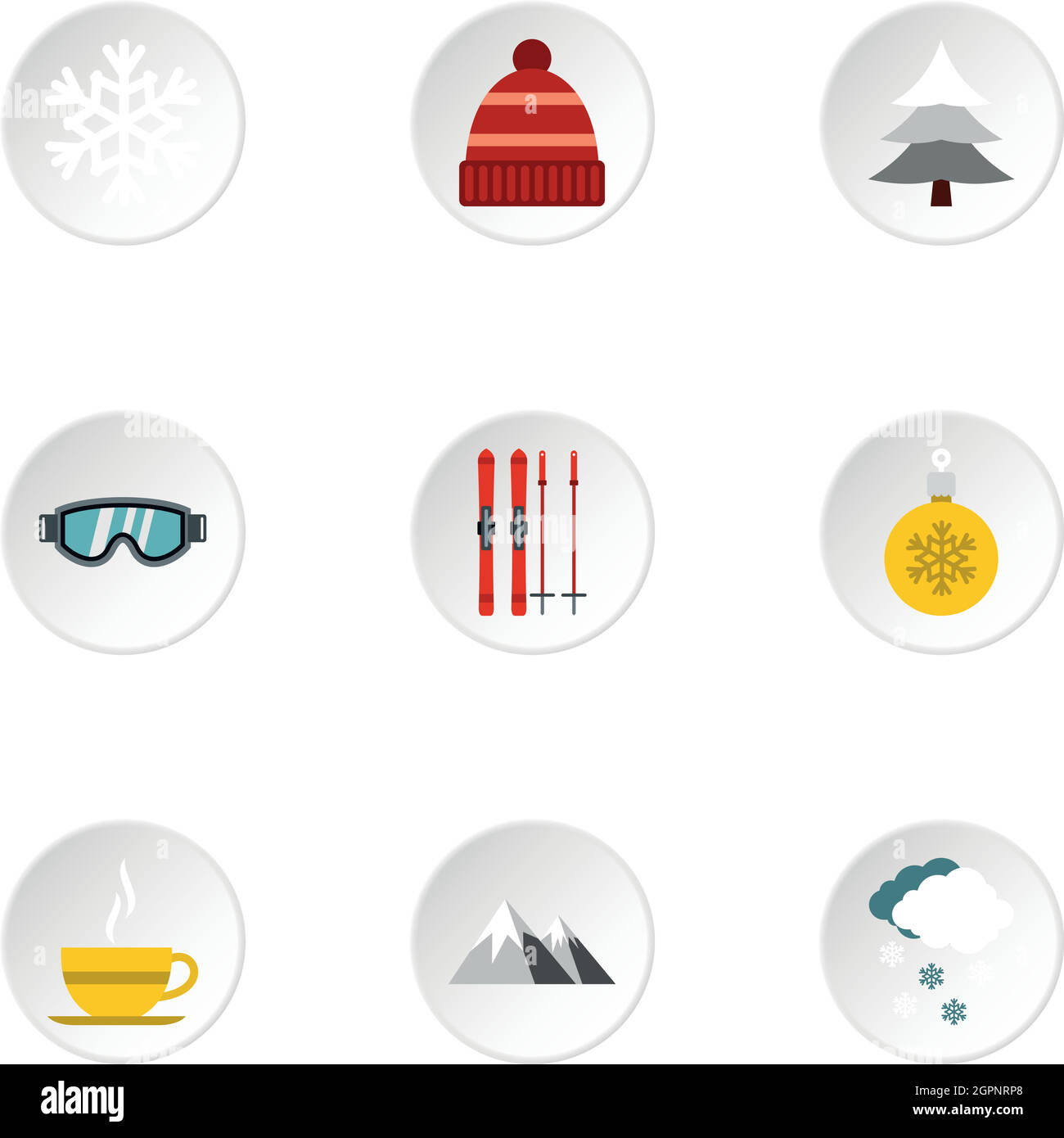 Set icone gelo inverno, stile piatto Illustrazione Vettoriale
