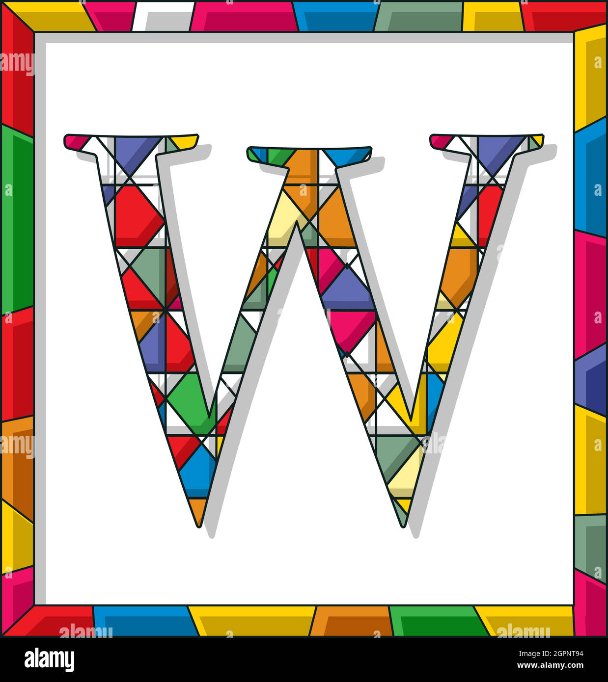Lettera W in vetro colorato Illustrazione Vettoriale