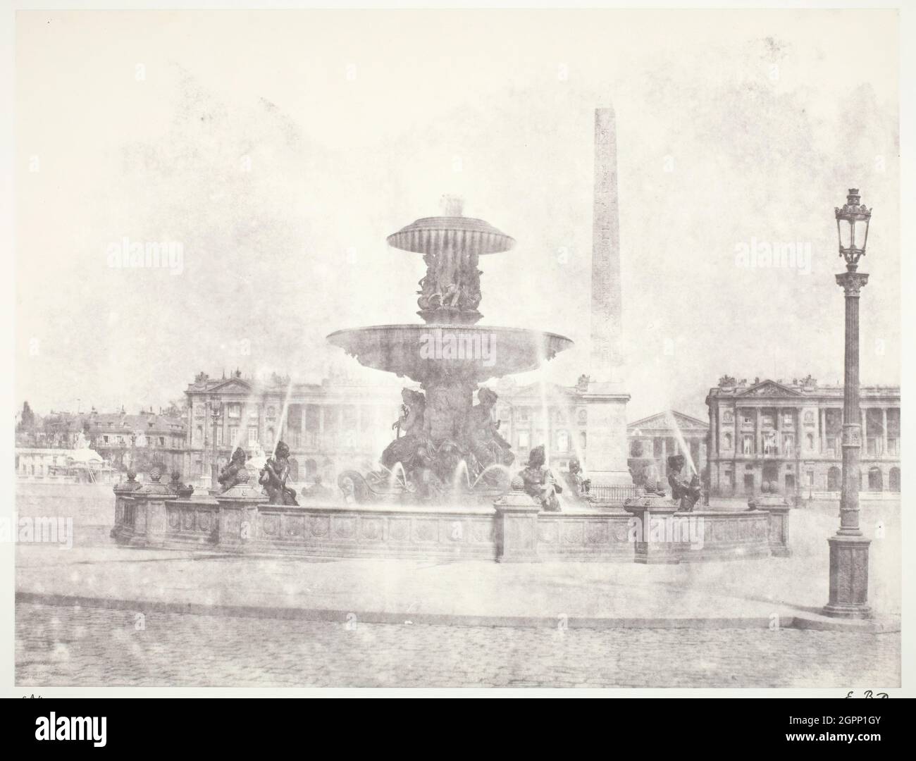 Fontaine, Place de la Concorde, Parigi, 1855/60, stampato 1978. [Fontana in Place de la Concorde, Parigi]. Stampa su carta salata; edizione del 65. Foto Stock