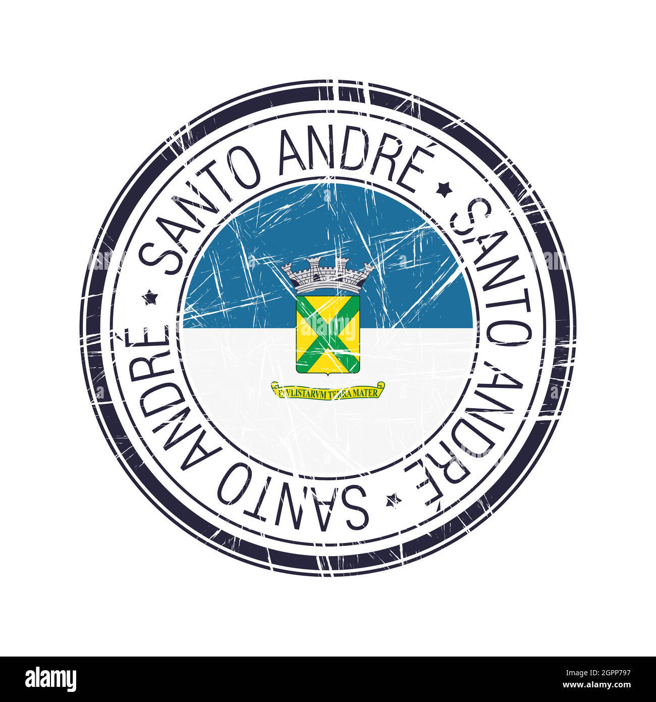 Città di Santo Andre, francobollo vettore brasiliano Illustrazione Vettoriale