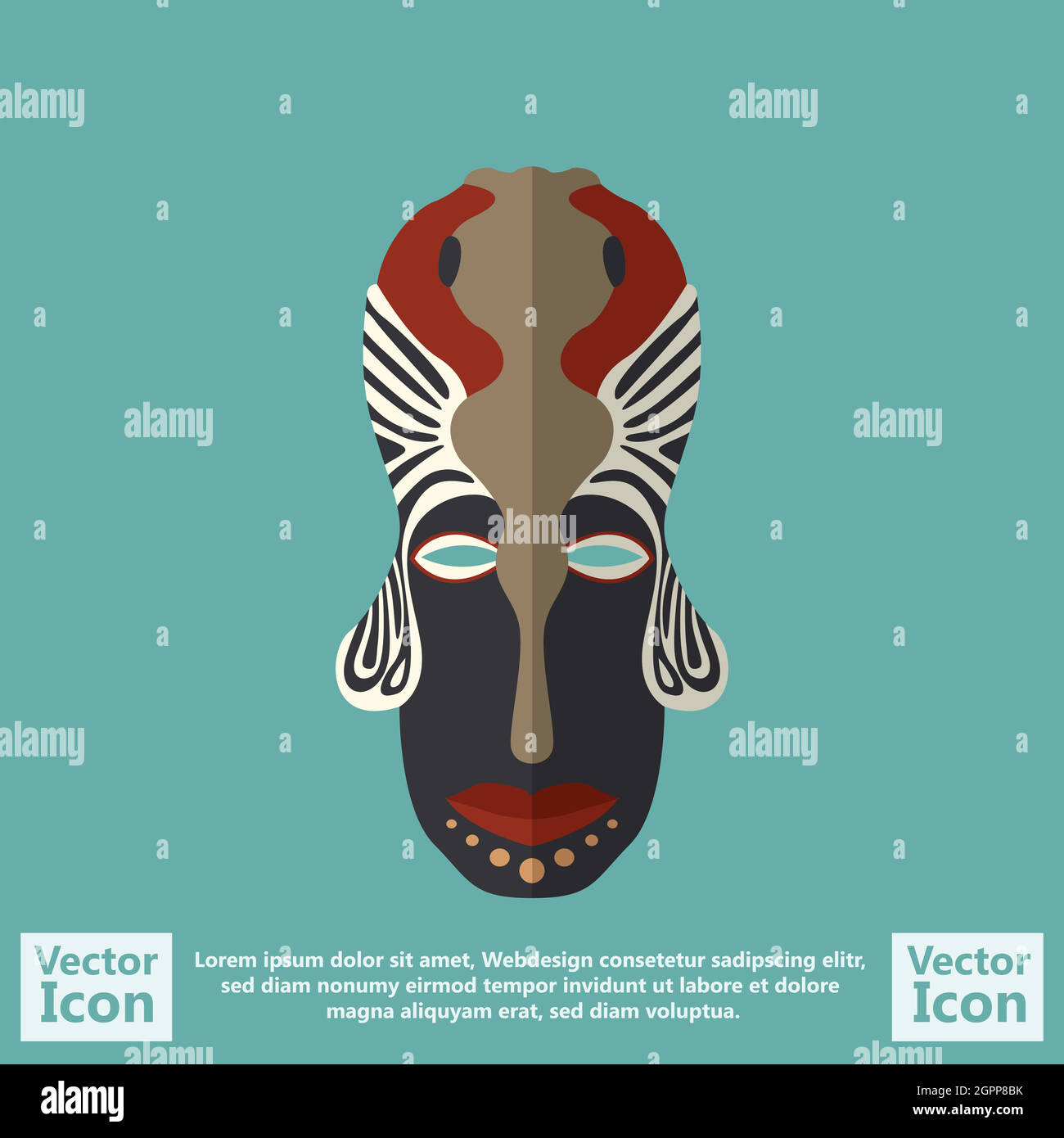 Maschera tribale di stile piatto Illustrazione Vettoriale