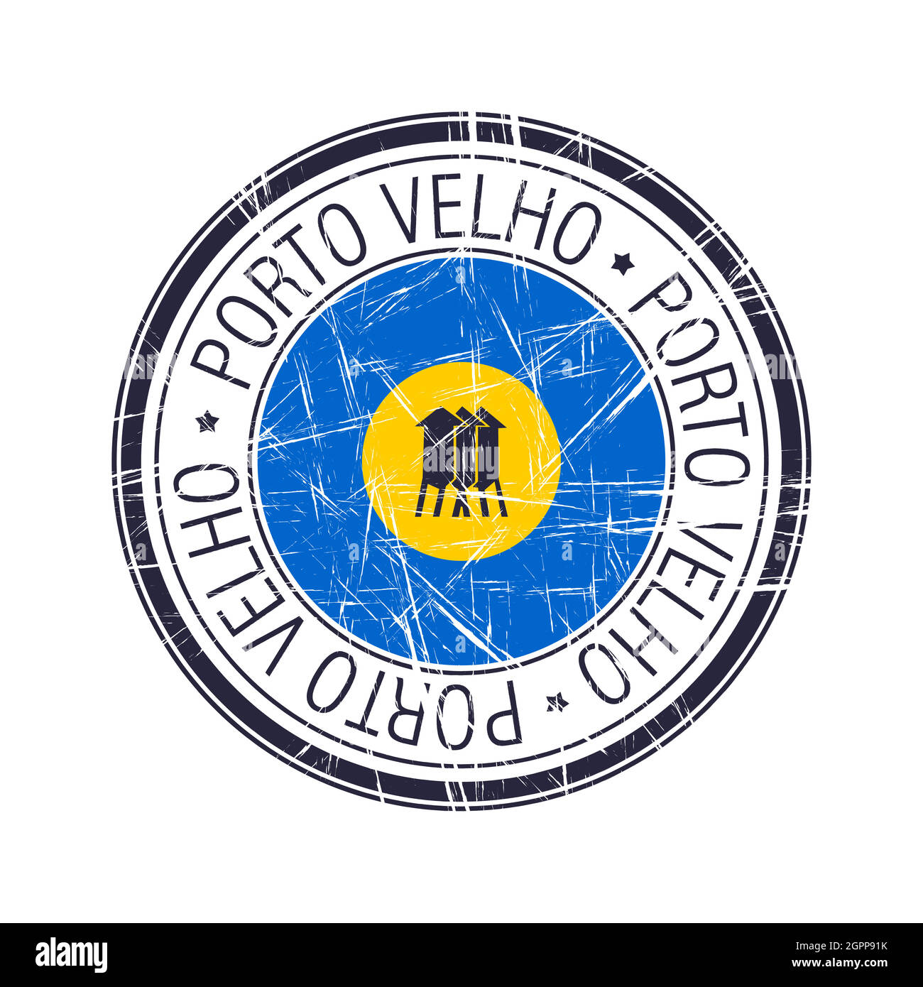 Città di Porto Velho, francobollo vettore brasiliano Illustrazione Vettoriale