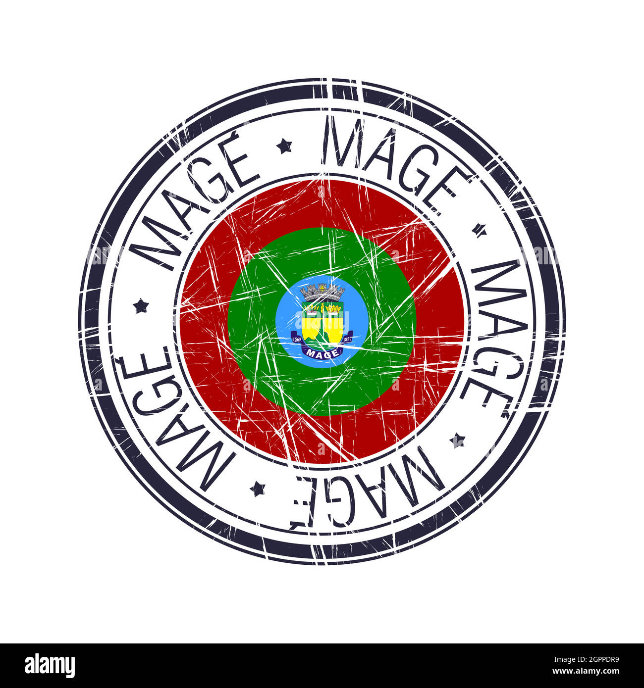 Città di Mage, francobollo vettore brasiliano Illustrazione Vettoriale