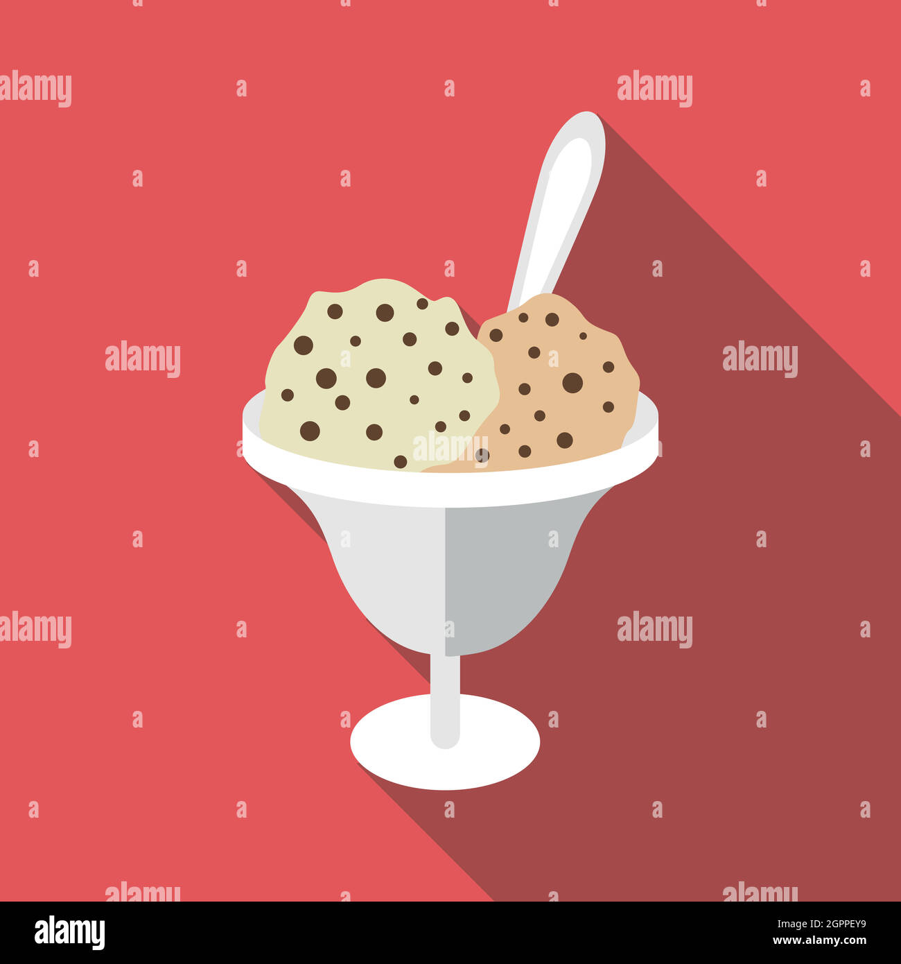 Gelato al cioccolato, icona di stile piatto Illustrazione Vettoriale